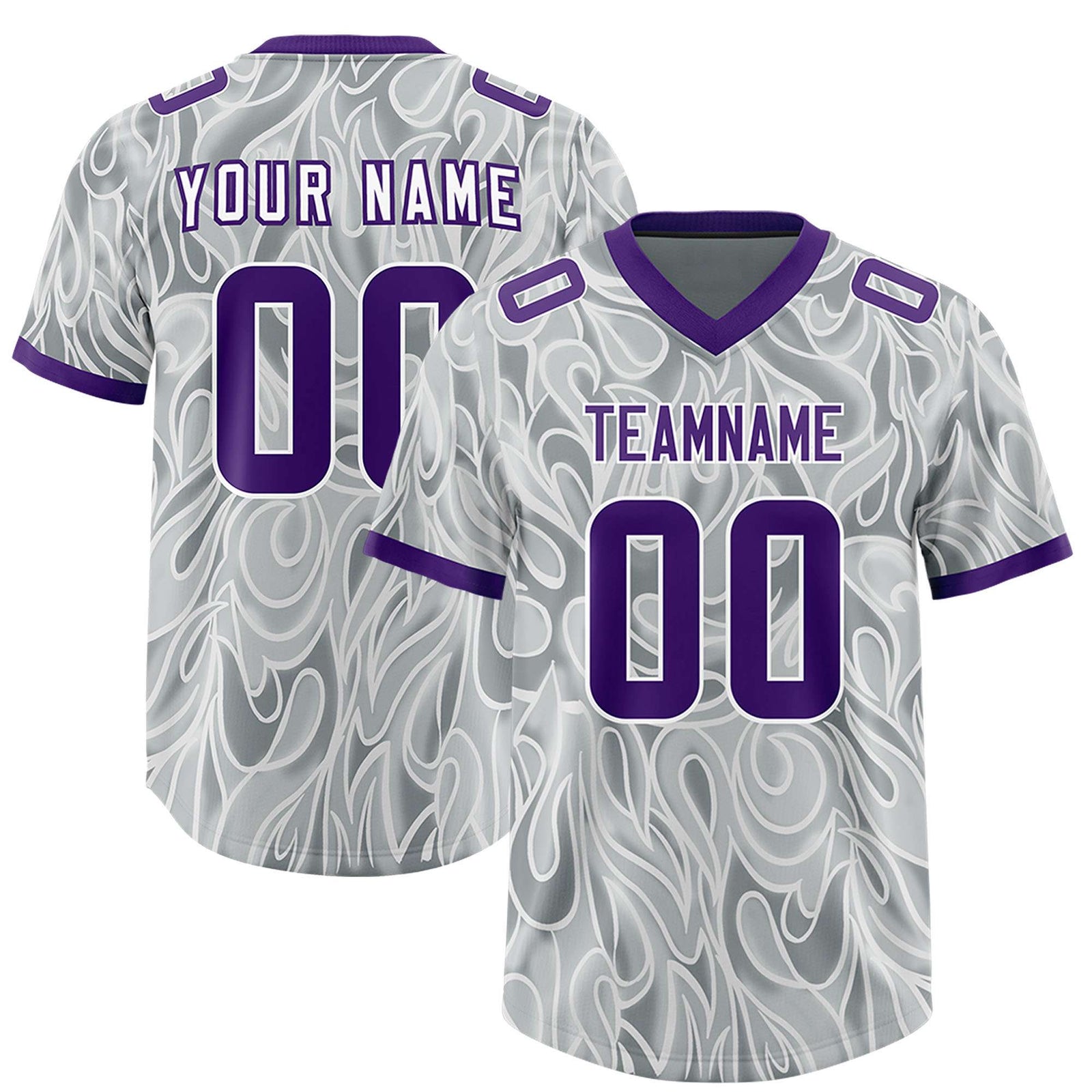 Custom Grey Personalized Printed Graffiti Pattern Design Authentic Football Jersey