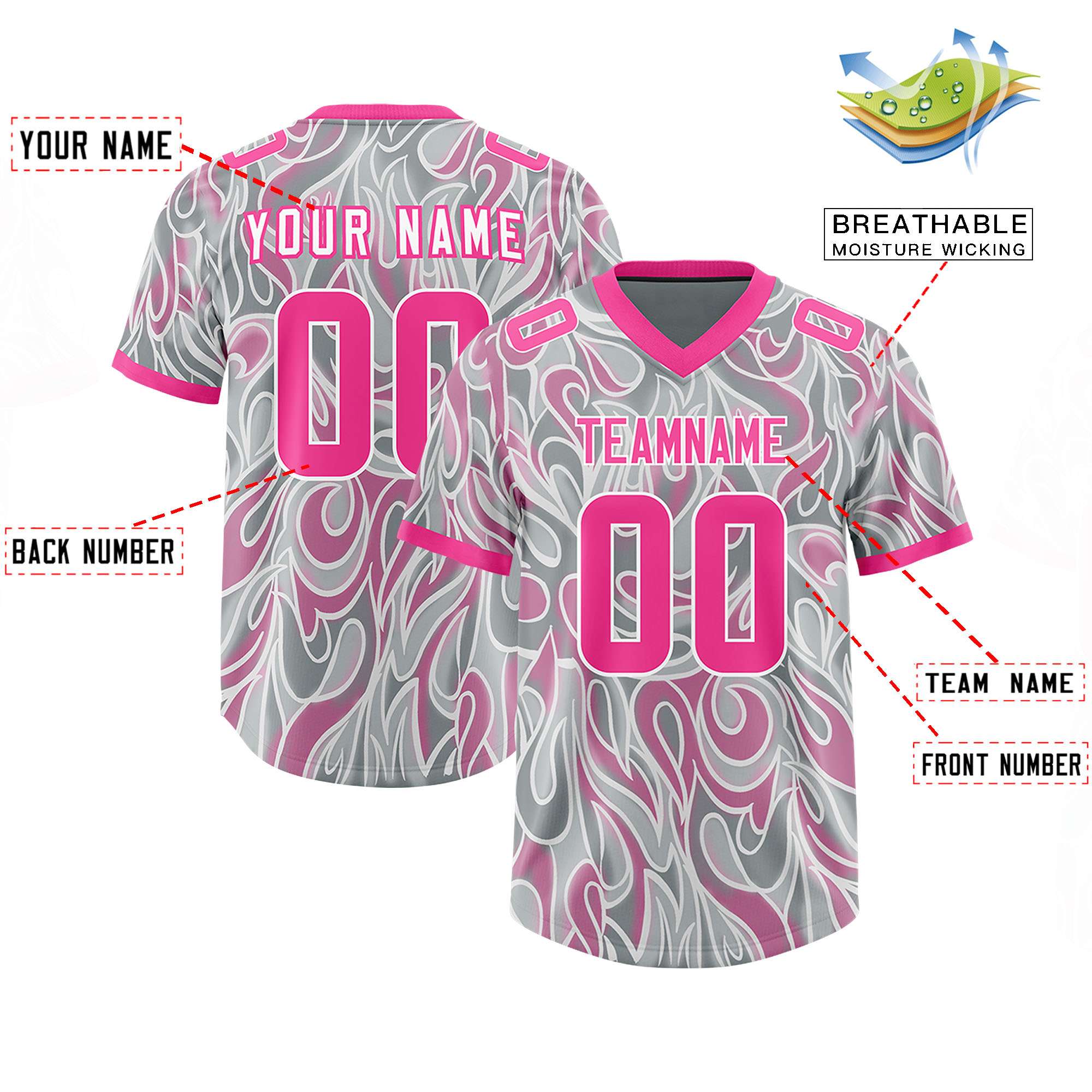 Custom Grey Personalized Printed Graffiti Pattern Design Authentic Football Jersey