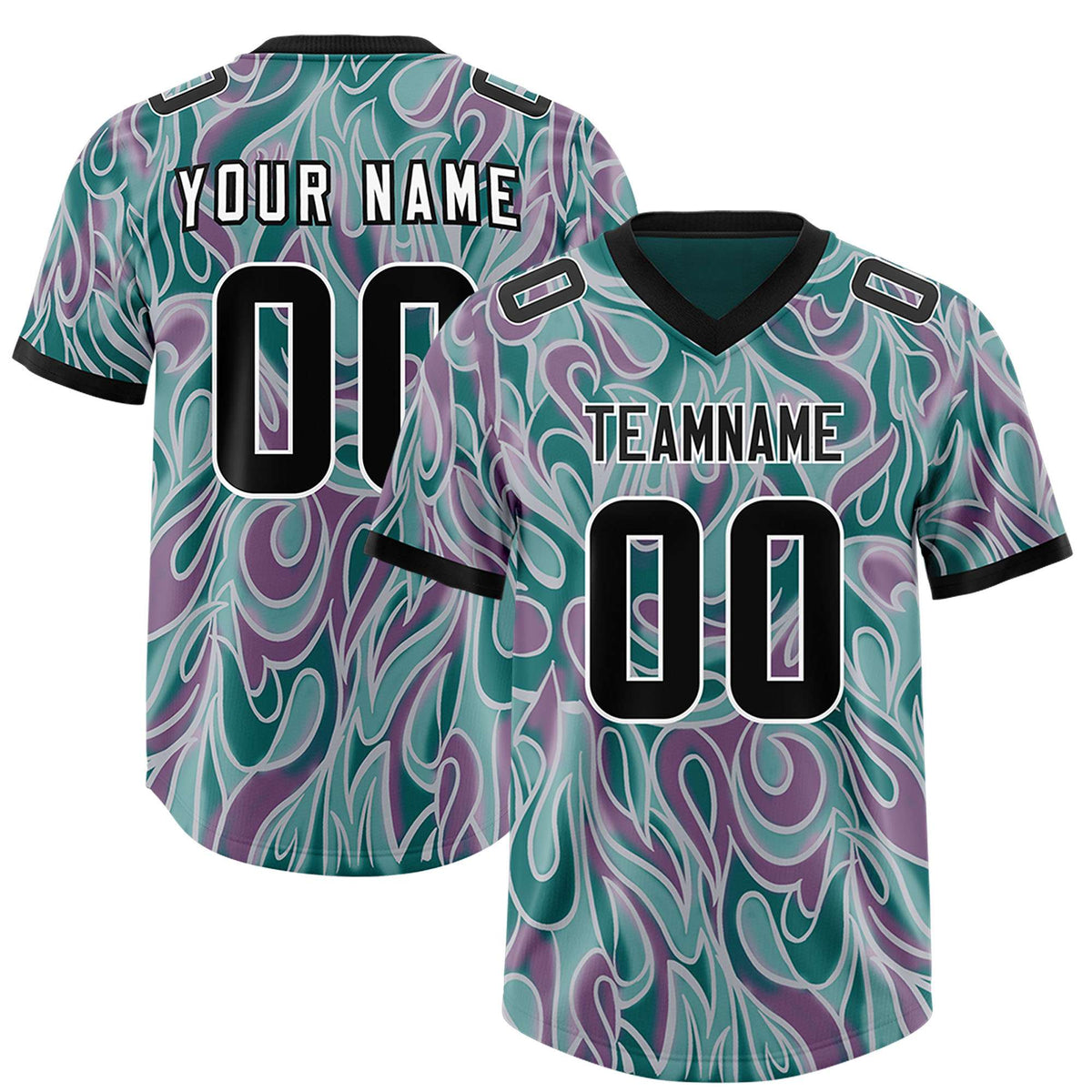 Custom Aqua Personalized Printed Graffiti Pattern Design Authentic Football Jersey