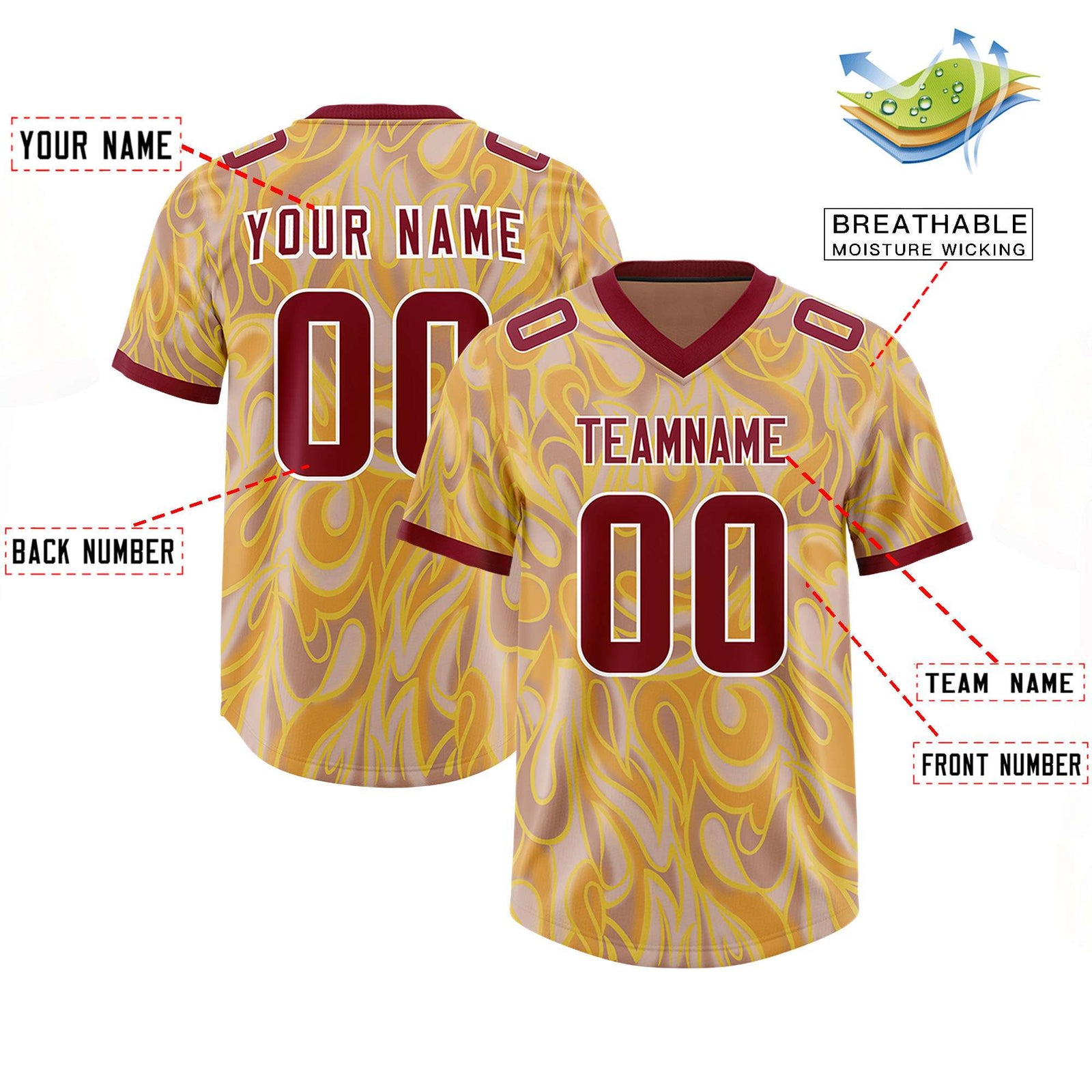 Custom Khaki Personalized Printed Graffiti Pattern Design Authentic Football Jersey