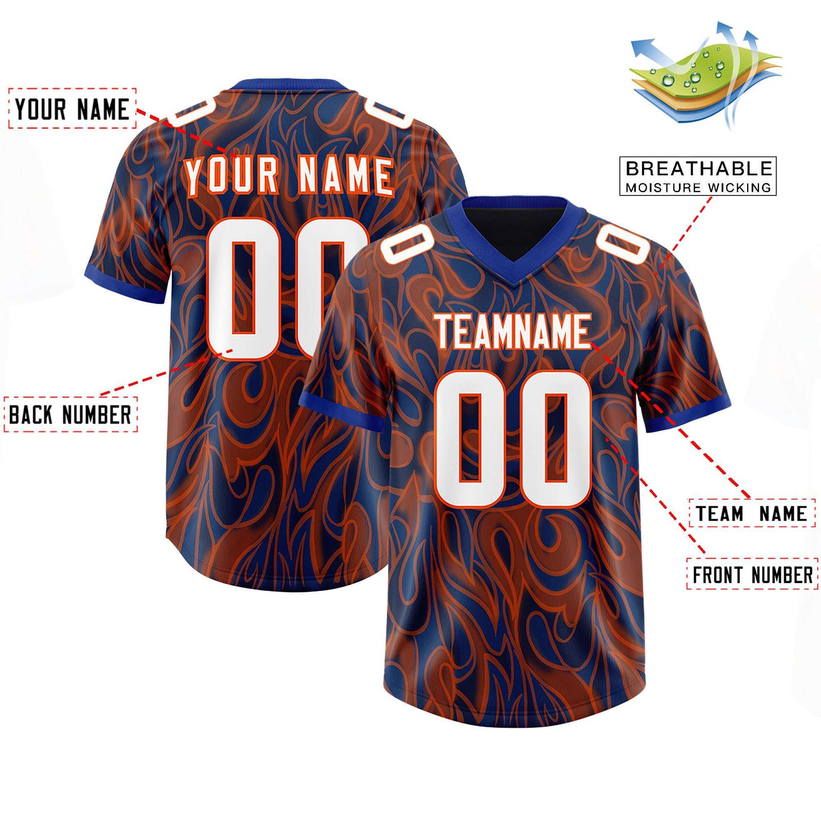 Custom Navy Personalized Printed Graffiti Pattern Design Authentic Football Jersey