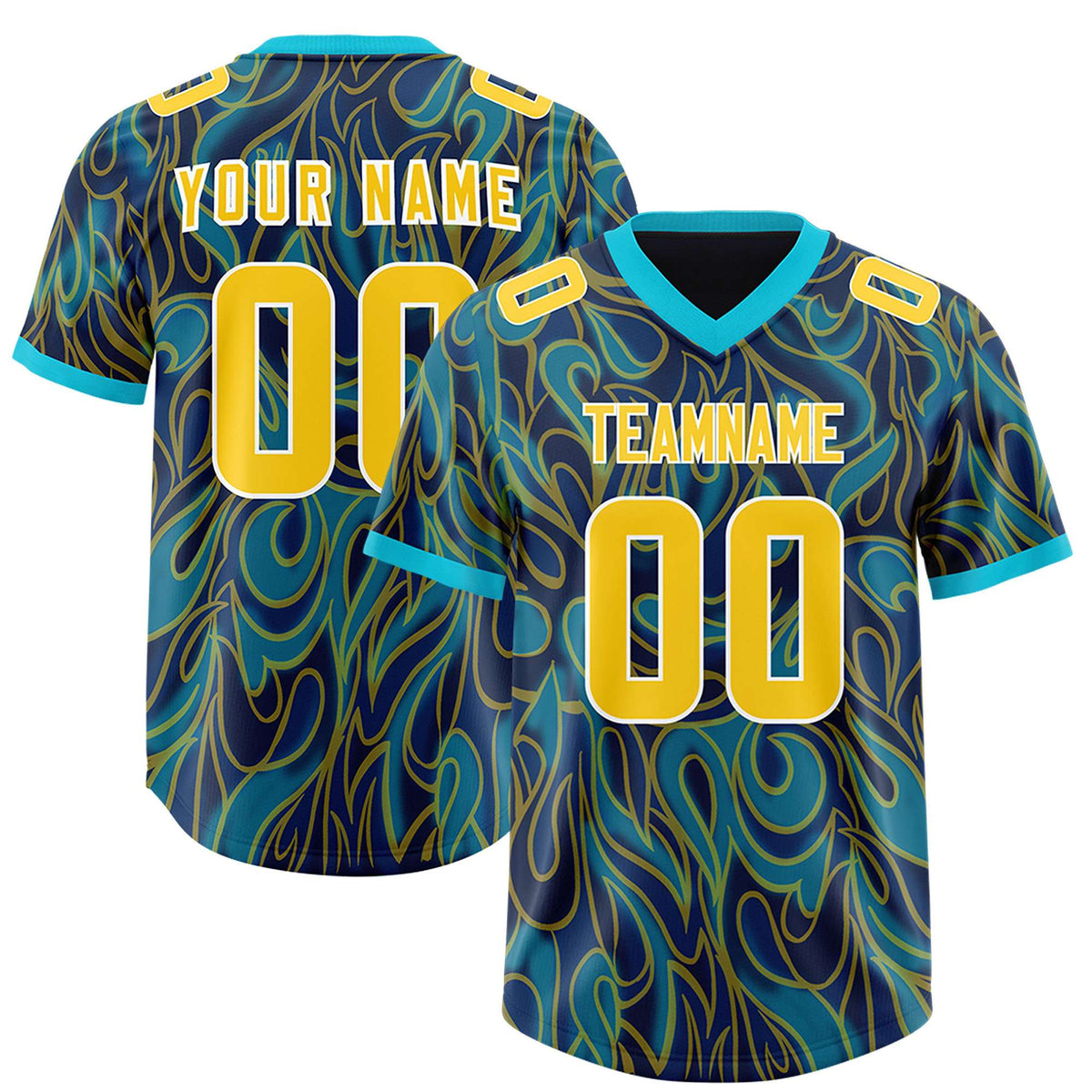 Custom Navy Personalized Printed Graffiti Pattern Design Authentic Football Jersey