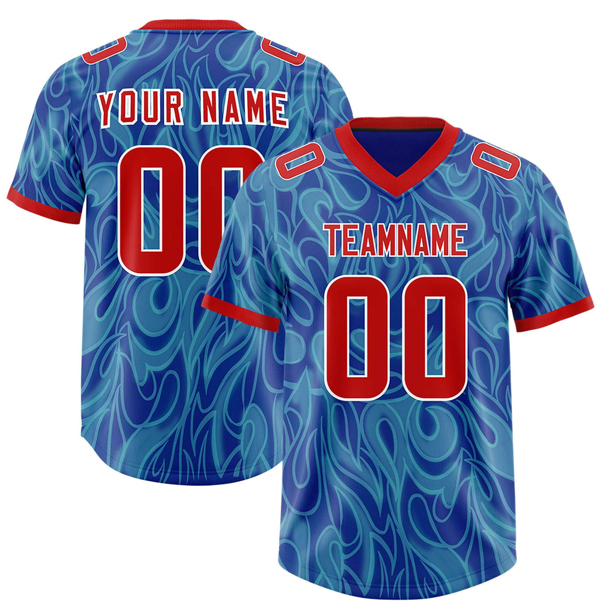 Custom Blue Personalized Printed Graffiti Pattern Design Authentic Football Jersey