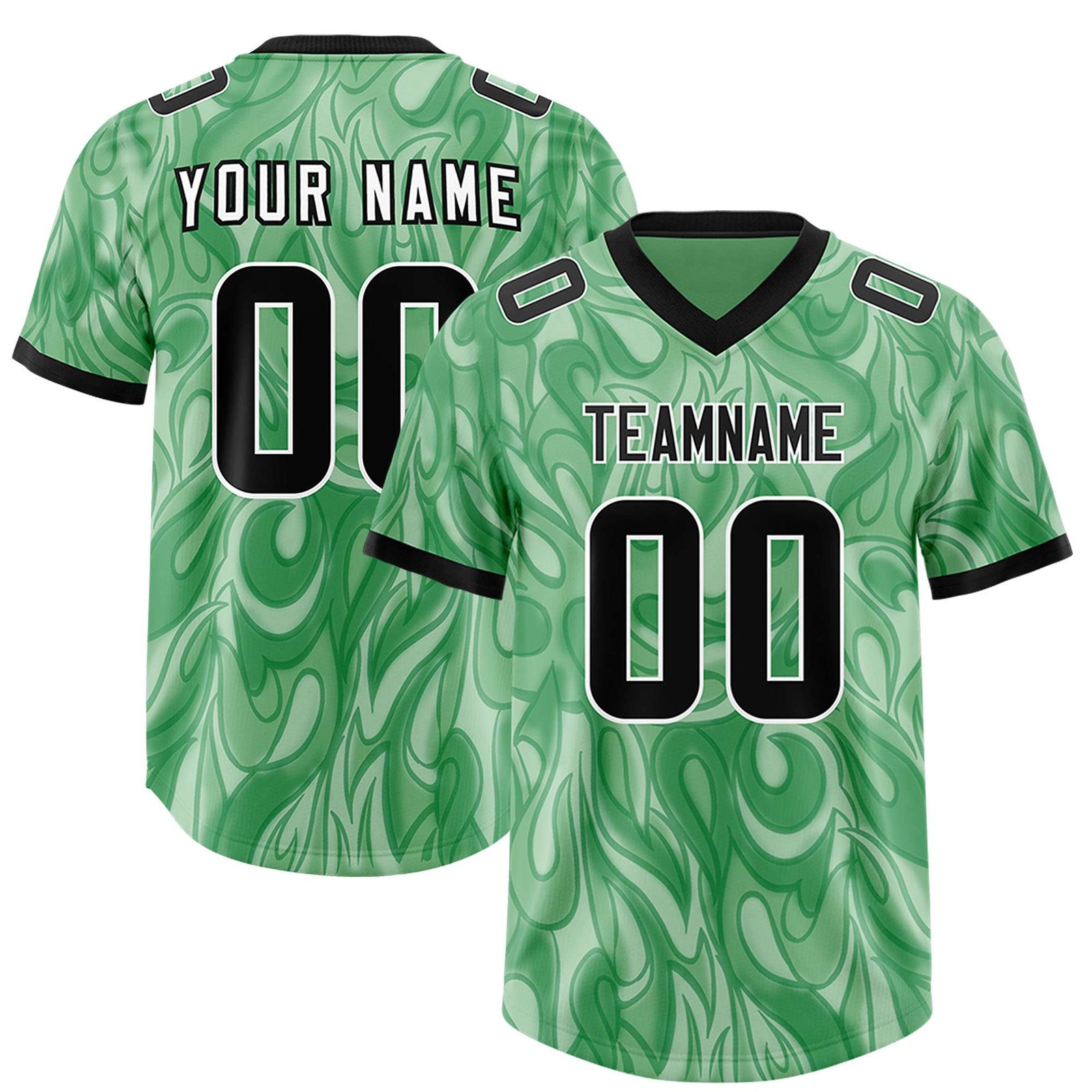 Custom Green Personalized Printed Graffiti Pattern Design Authentic Football Jersey