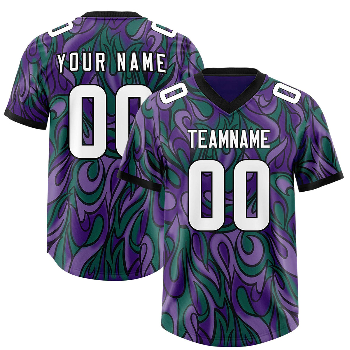 Custom Purple Personalized Printed Graffiti Pattern Design Authentic Football Jersey