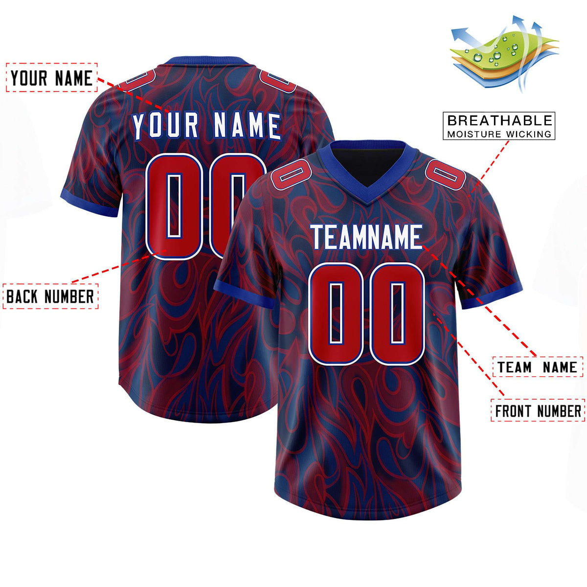 Custom Navy Personalized Printed Graffiti Pattern Design Authentic Football Jersey