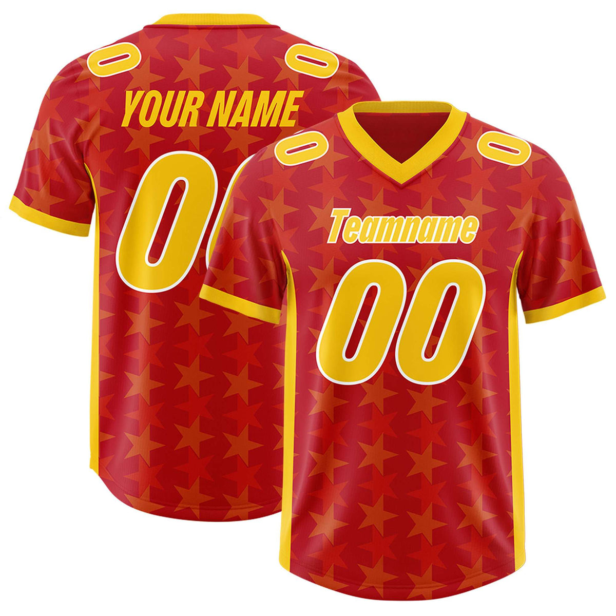 Custom Red Yellow Personalized All Star Graffiti Pattern Authentic Football Jersey
