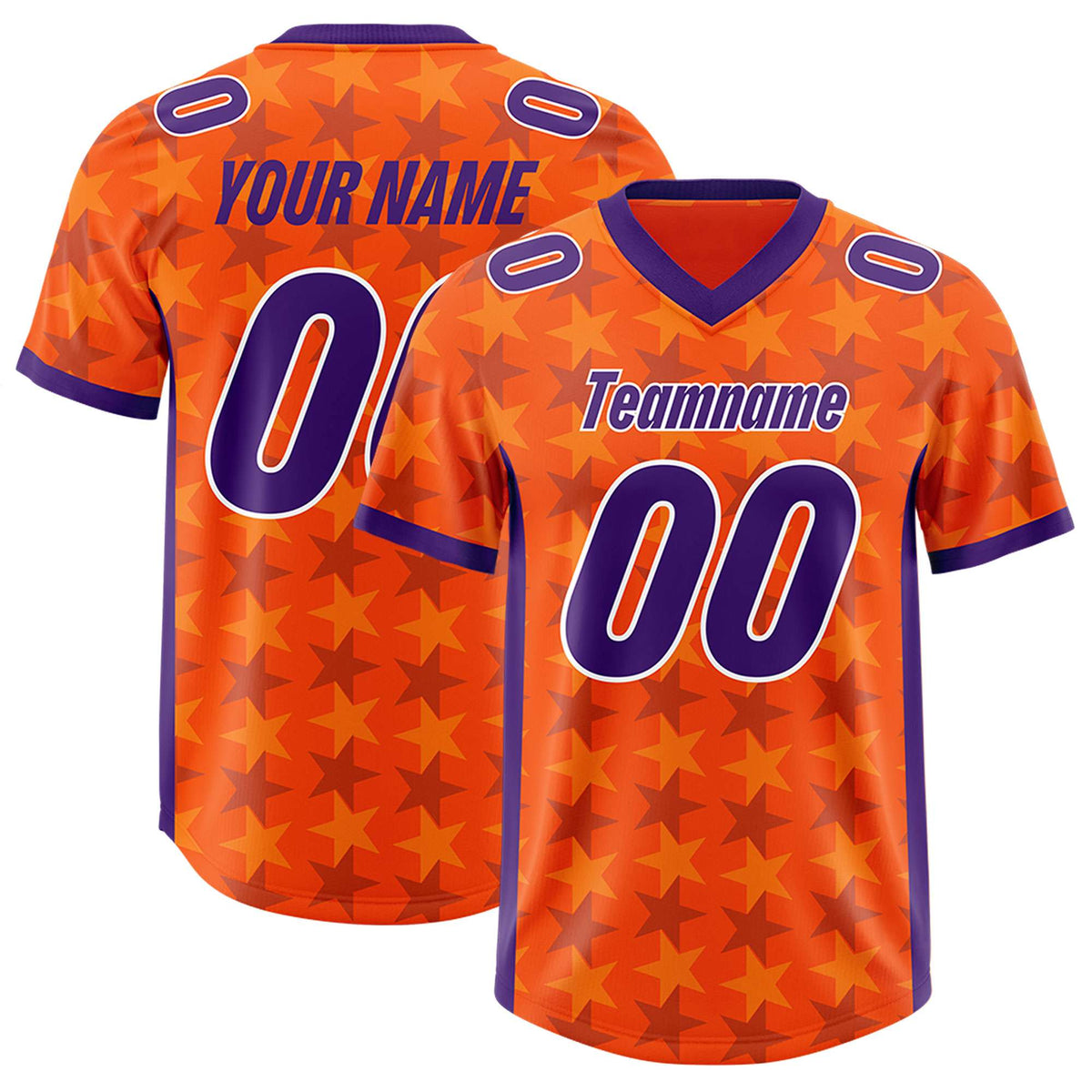 Custom Orange Purple Personalized All Star Graffiti Pattern Authentic Football Jersey