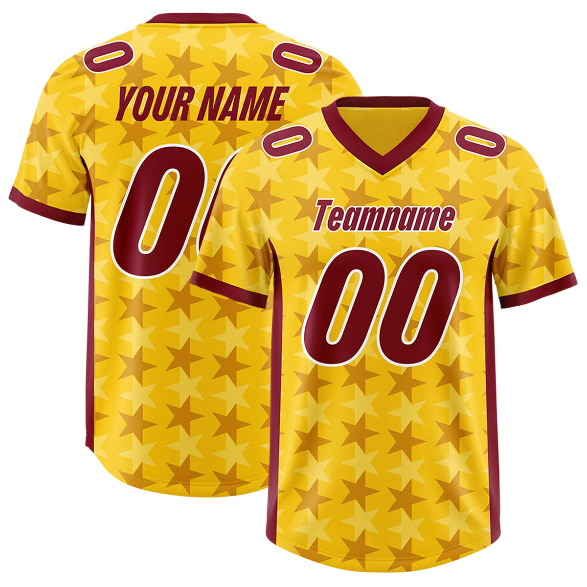 Custom Gold Crimson Personalized All Star Graffiti Pattern Authentic Football Jersey