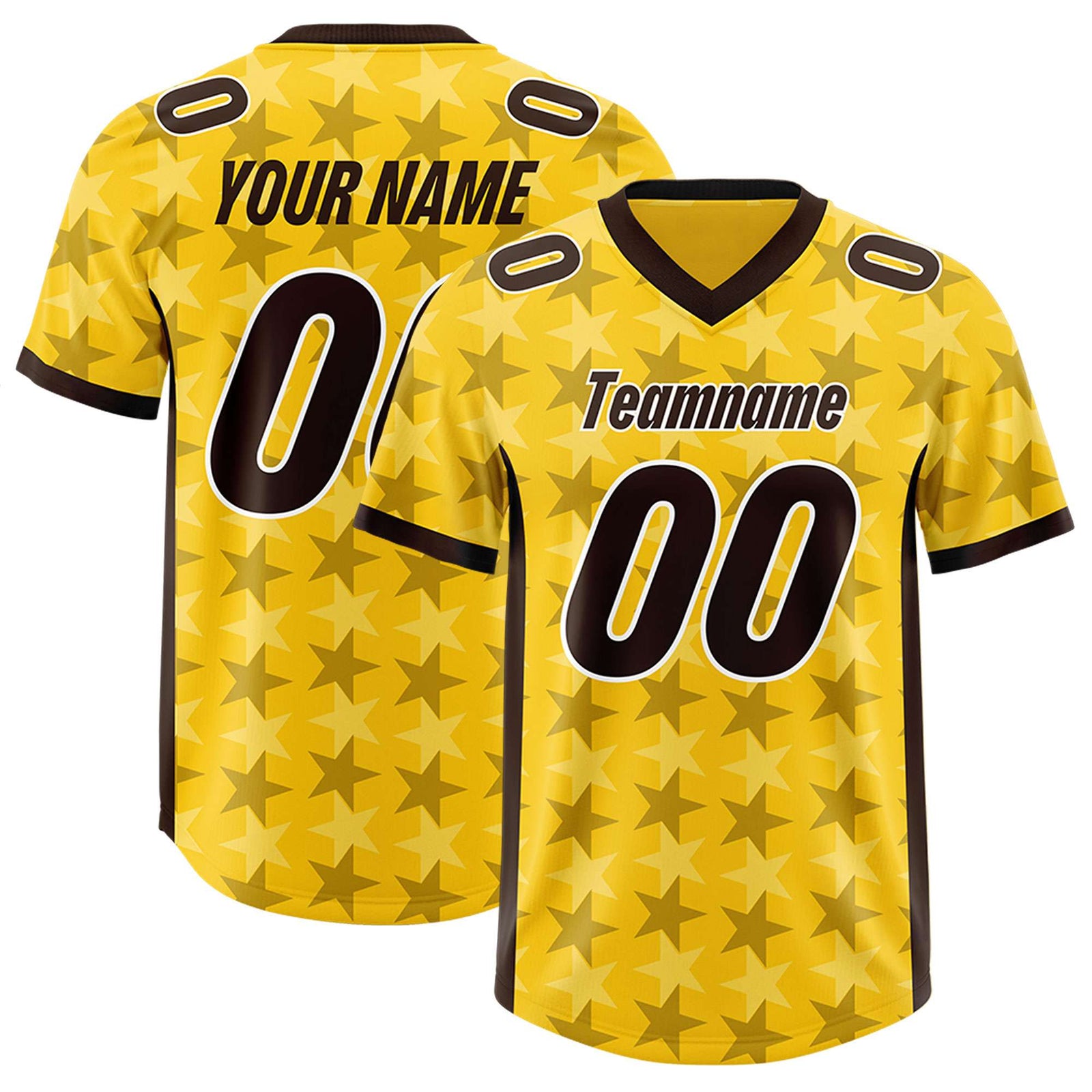 Custom Gold Black Personalized All Star Graffiti Pattern Authentic Football Jersey