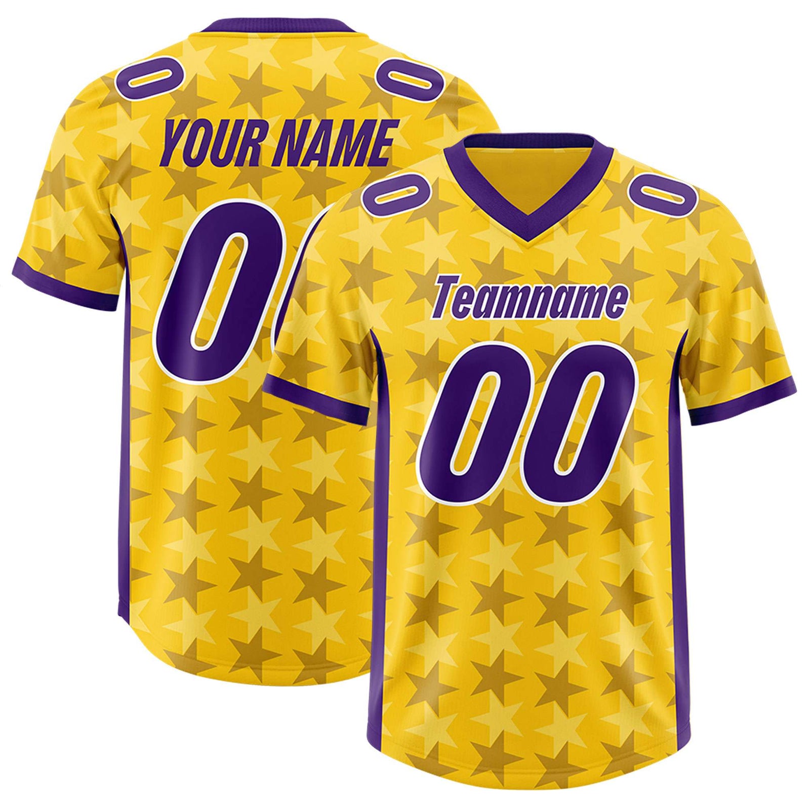 Custom Gold Purple Personalized All Star Graffiti Pattern Authentic Football Jersey