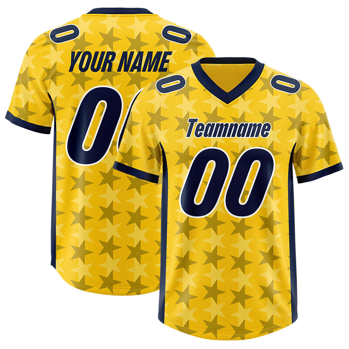 Custom Gold Navy Personalized All Star Graffiti Pattern Authentic Football Jersey