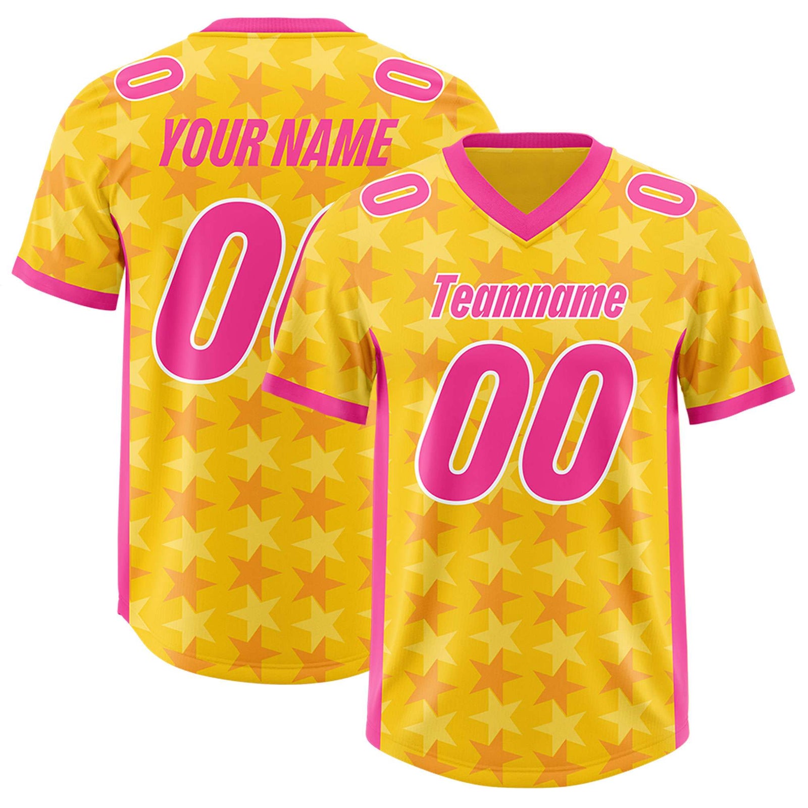 Custom Gold Pink Personalized All Star Graffiti Pattern Authentic Football Jersey