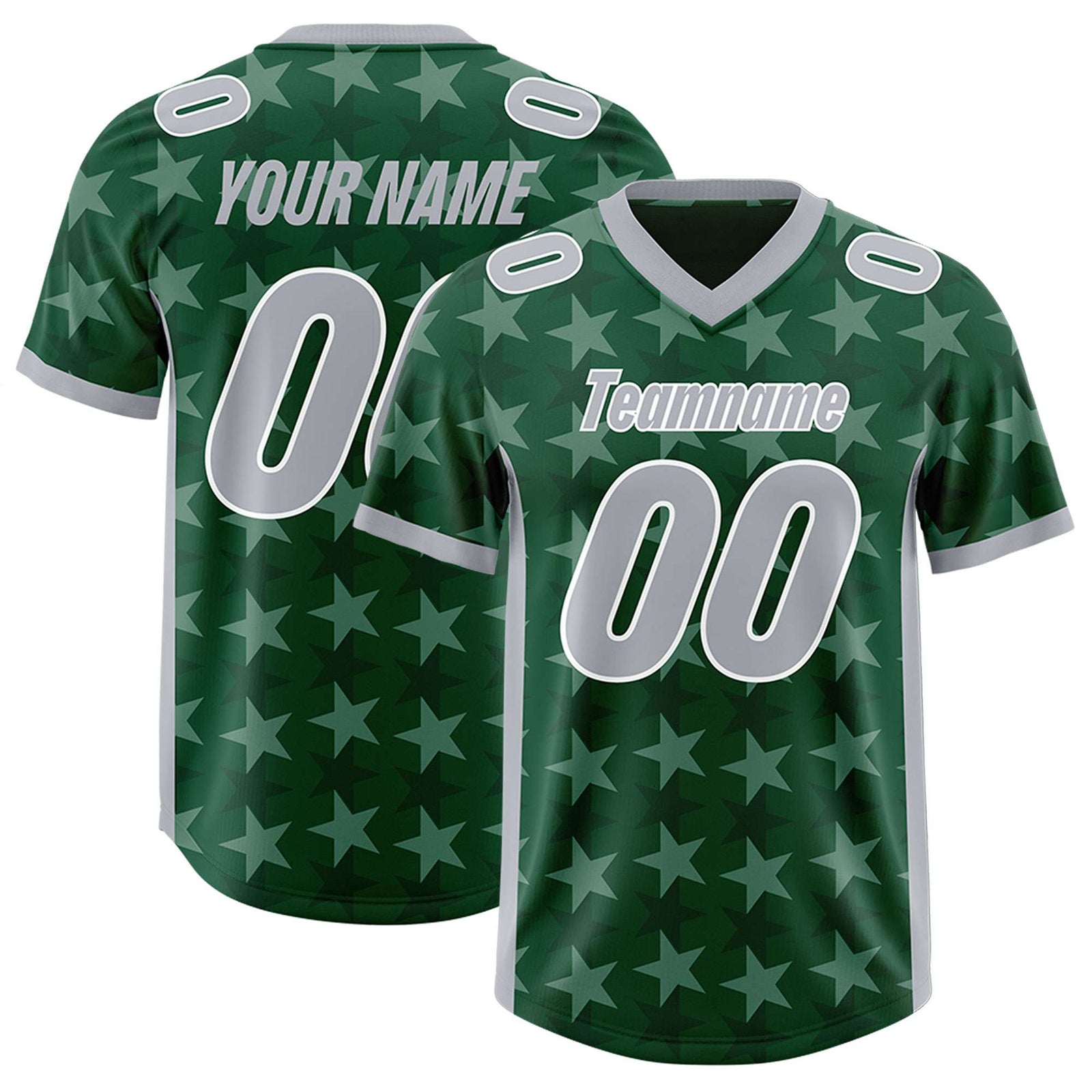 Custom Green Grey Personalized All Star Graffiti Pattern Authentic Football Jersey