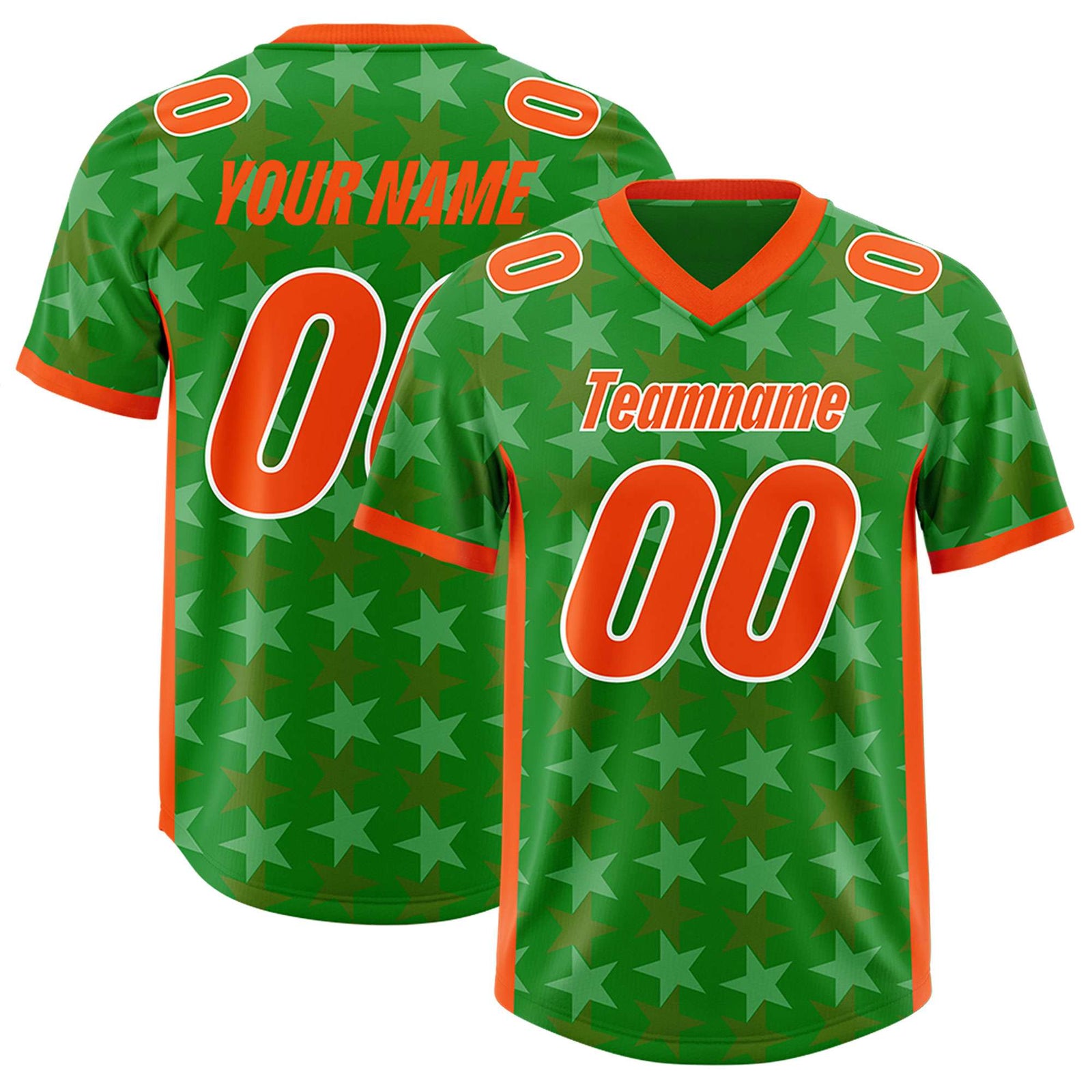 Custom Kelly Green Orange Personalized All Star Graffiti Pattern Authentic Football Jersey