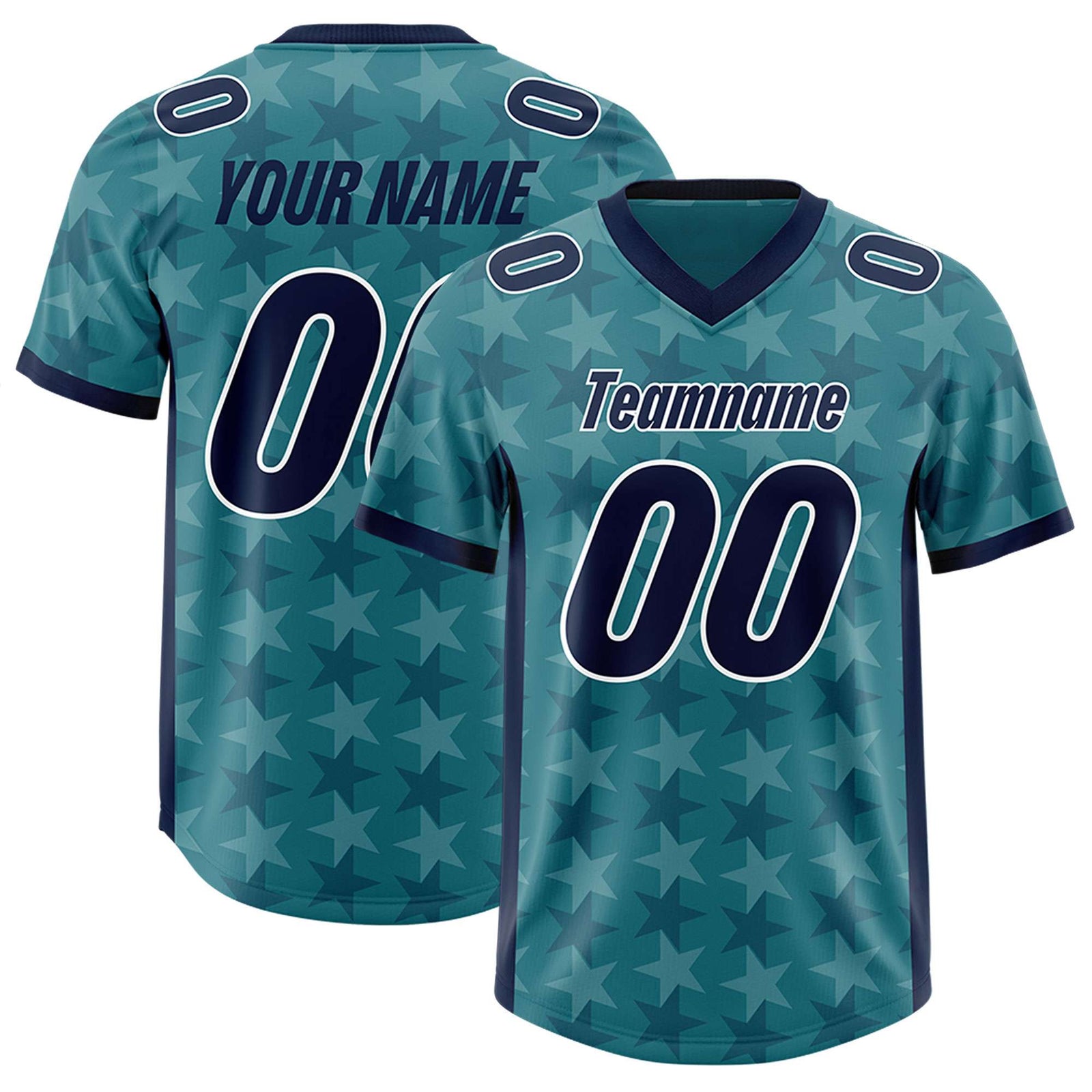Custom Aqua Navy Personalized All Star Graffiti Pattern Authentic Football Jersey