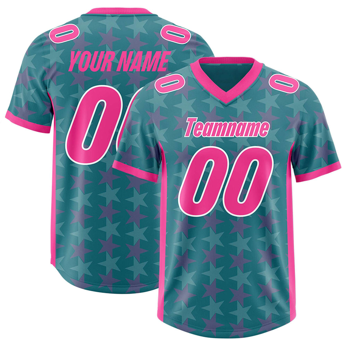 Custom Aqua Pink Personalized All Star Graffiti Pattern Authentic Football Jersey