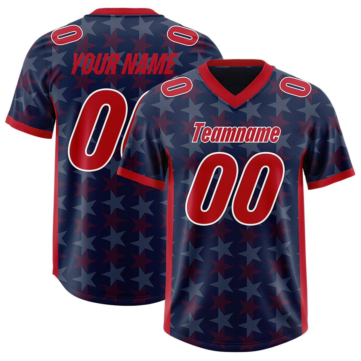 Custom Navy Red Personalized All Star Graffiti Pattern Authentic Football Jersey