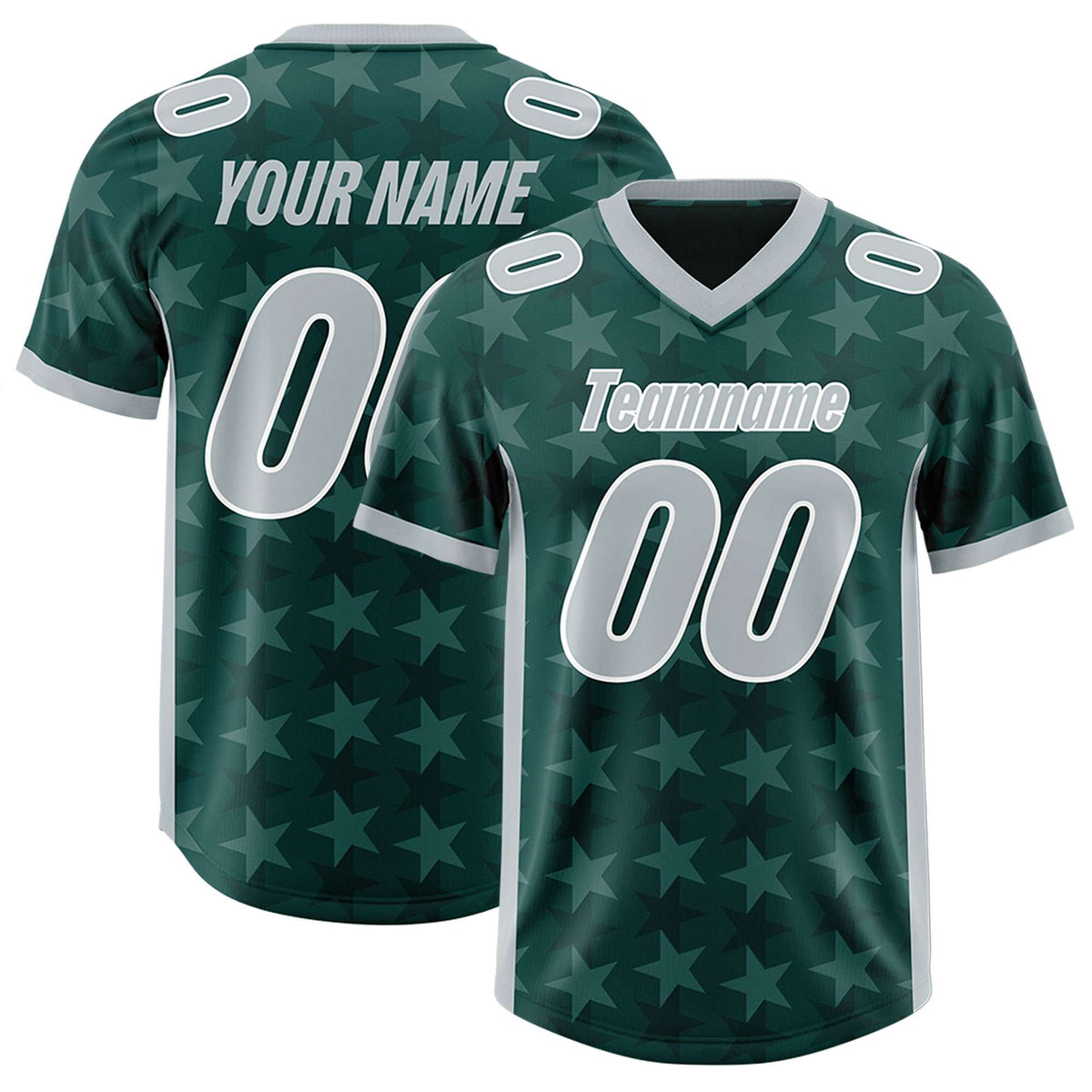 Custom Midnight Green Grey Personalized All Star Graffiti Pattern Authentic Football Jersey