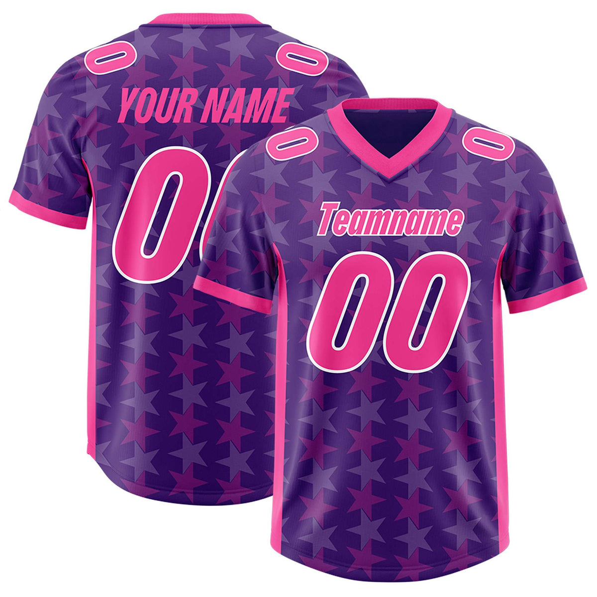 Custom Purple Pink Personalized All Star Graffiti Pattern Authentic Football Jersey