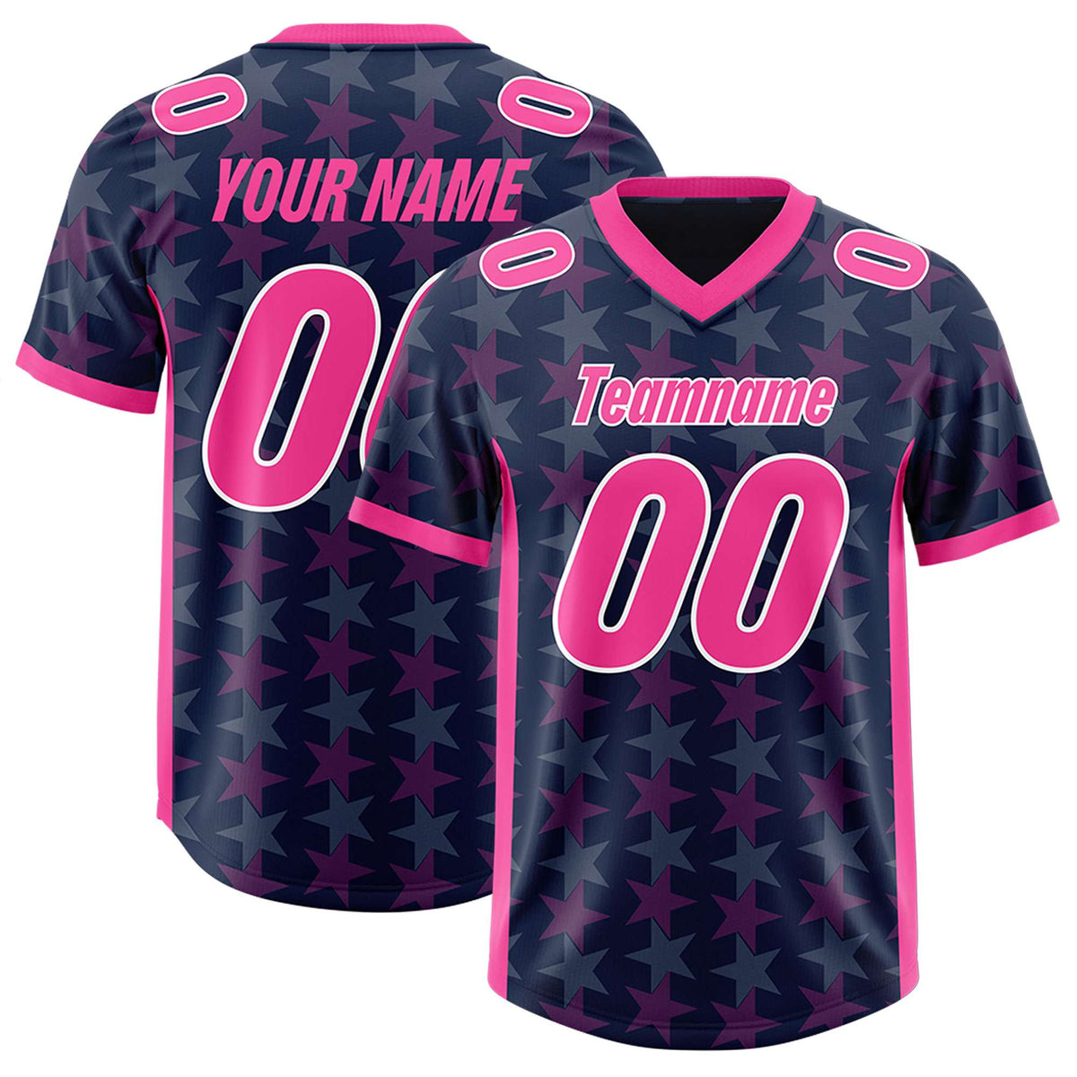 Custom Navy Pink Personalized All Star Graffiti Pattern Authentic Football Jersey