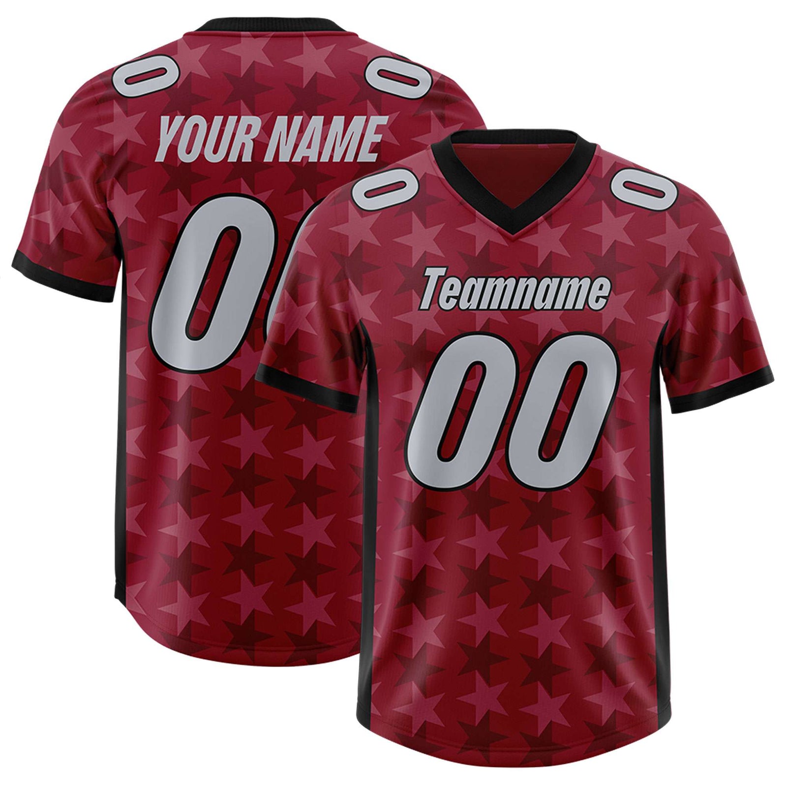 Custom Crimson Black Personalized All Star Graffiti Pattern Authentic Football Jersey