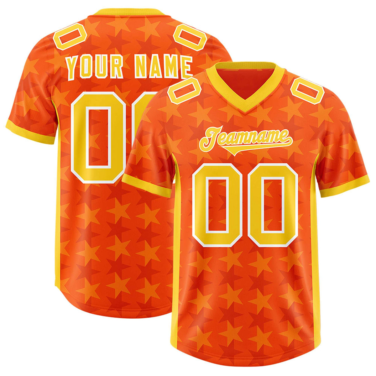 Custom Orange Gold Personalized All Star Graffiti Pattern Authentic Football Jersey