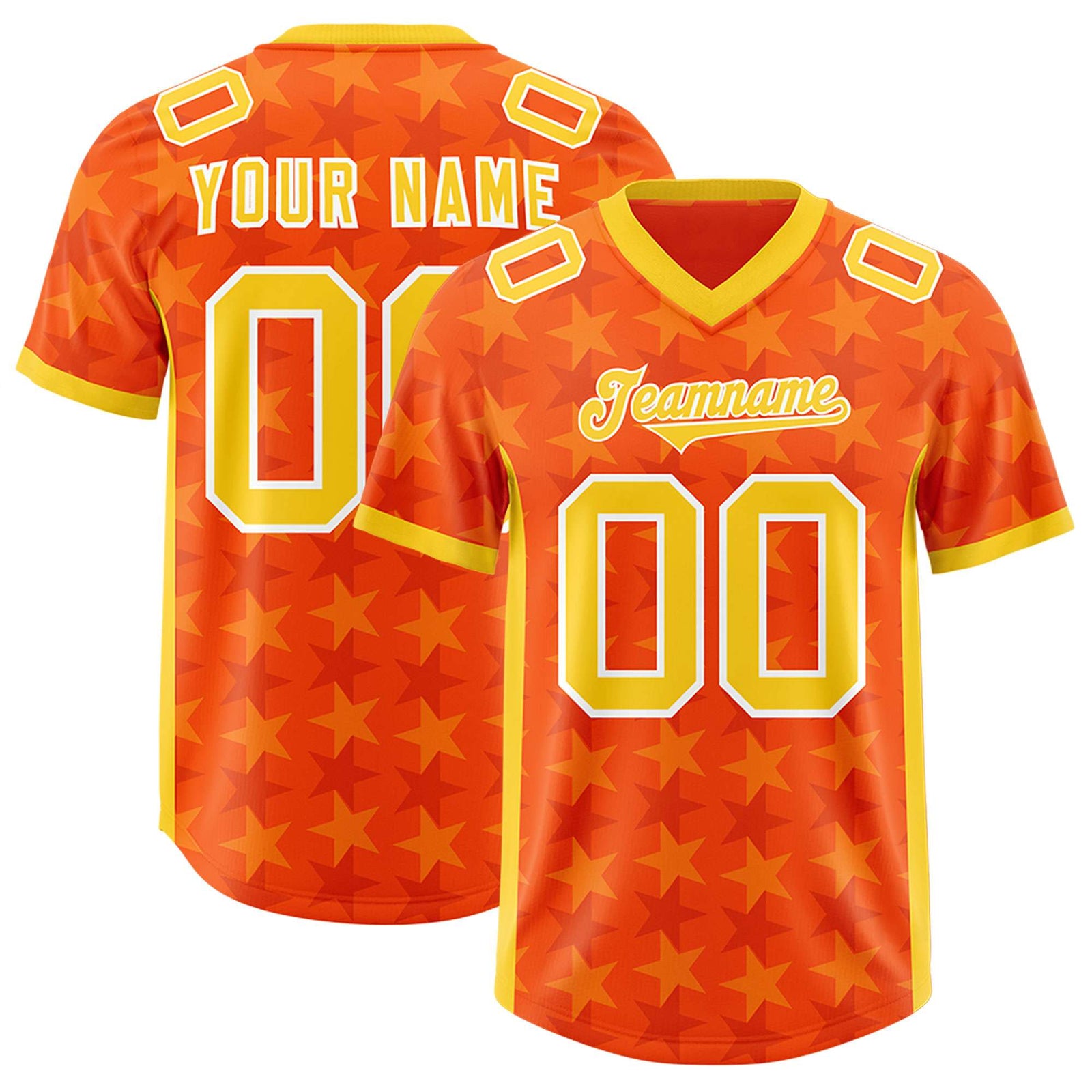Custom Orange Gold Personalized All Star Graffiti Pattern Authentic Football Jersey