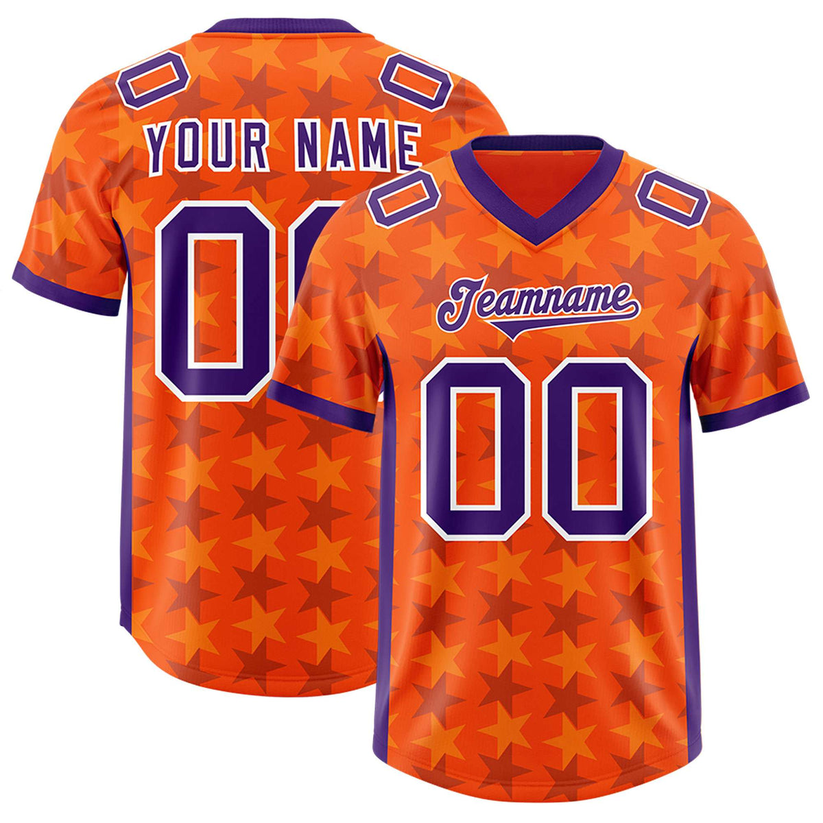 Custom Orange Purple Personalized All Star Graffiti Pattern Authentic Football Jersey