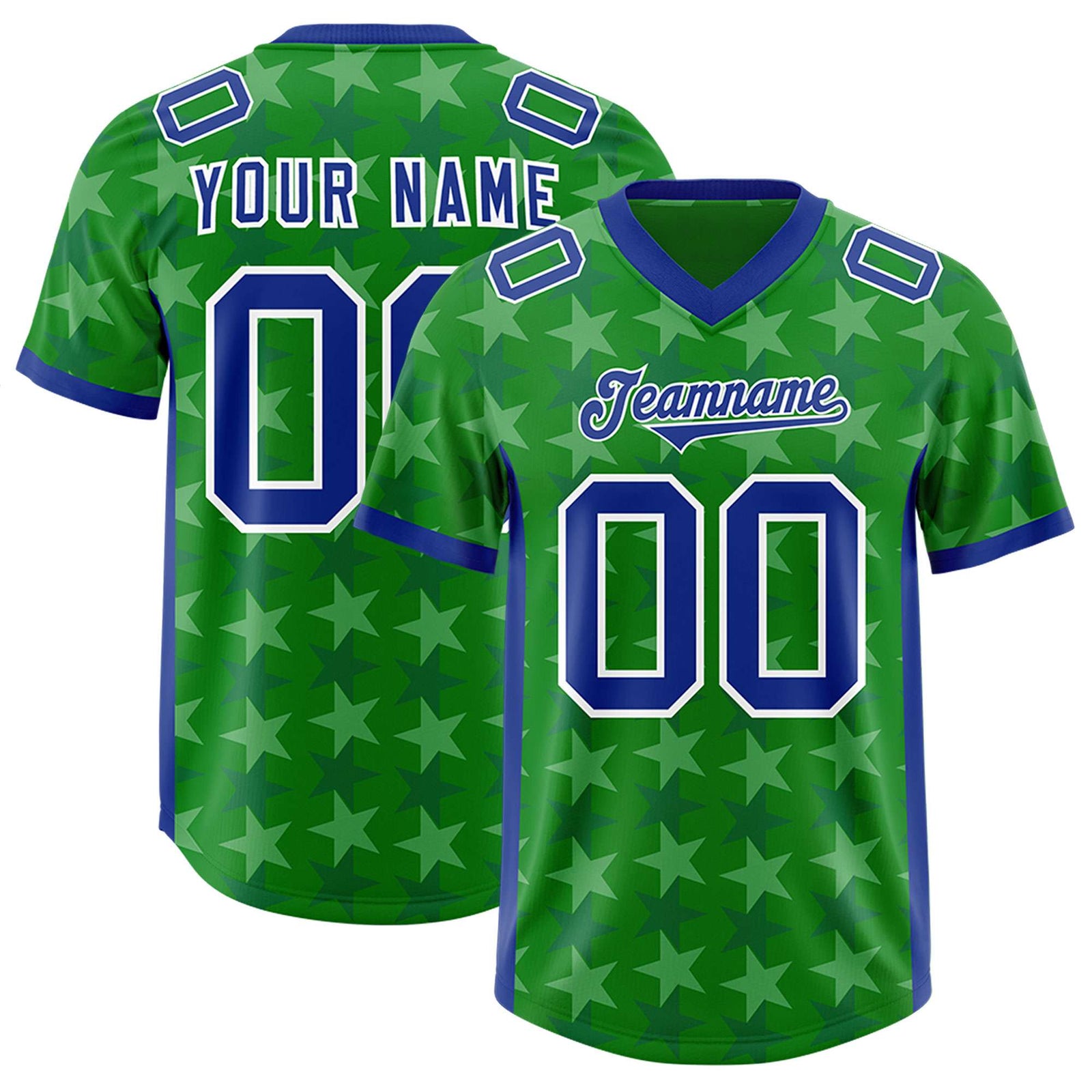 Custom Kelly Green Royal Personalized All Star Graffiti Pattern Authentic Football Jersey