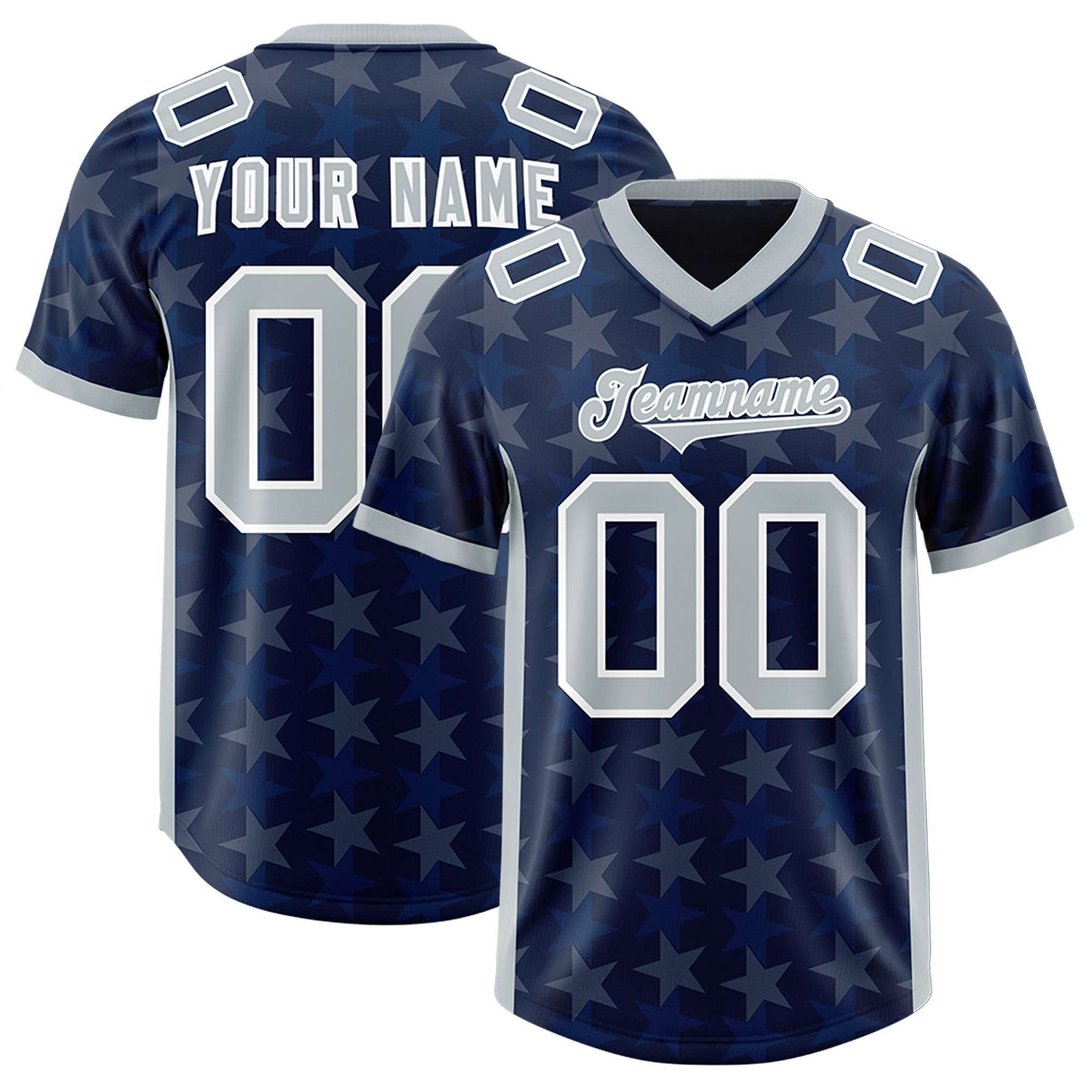 Custom Navy Grey Personalized All Star Graffiti Pattern Authentic Football Jersey