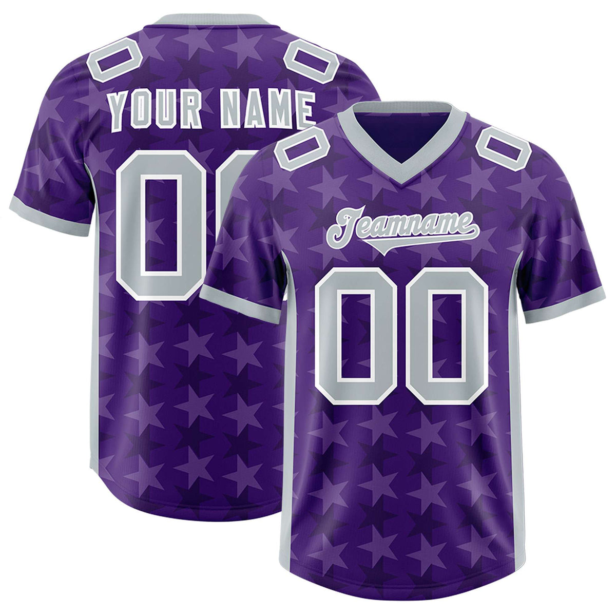 Custom Purple Grey Personalized All Star Graffiti Pattern Authentic Football Jersey