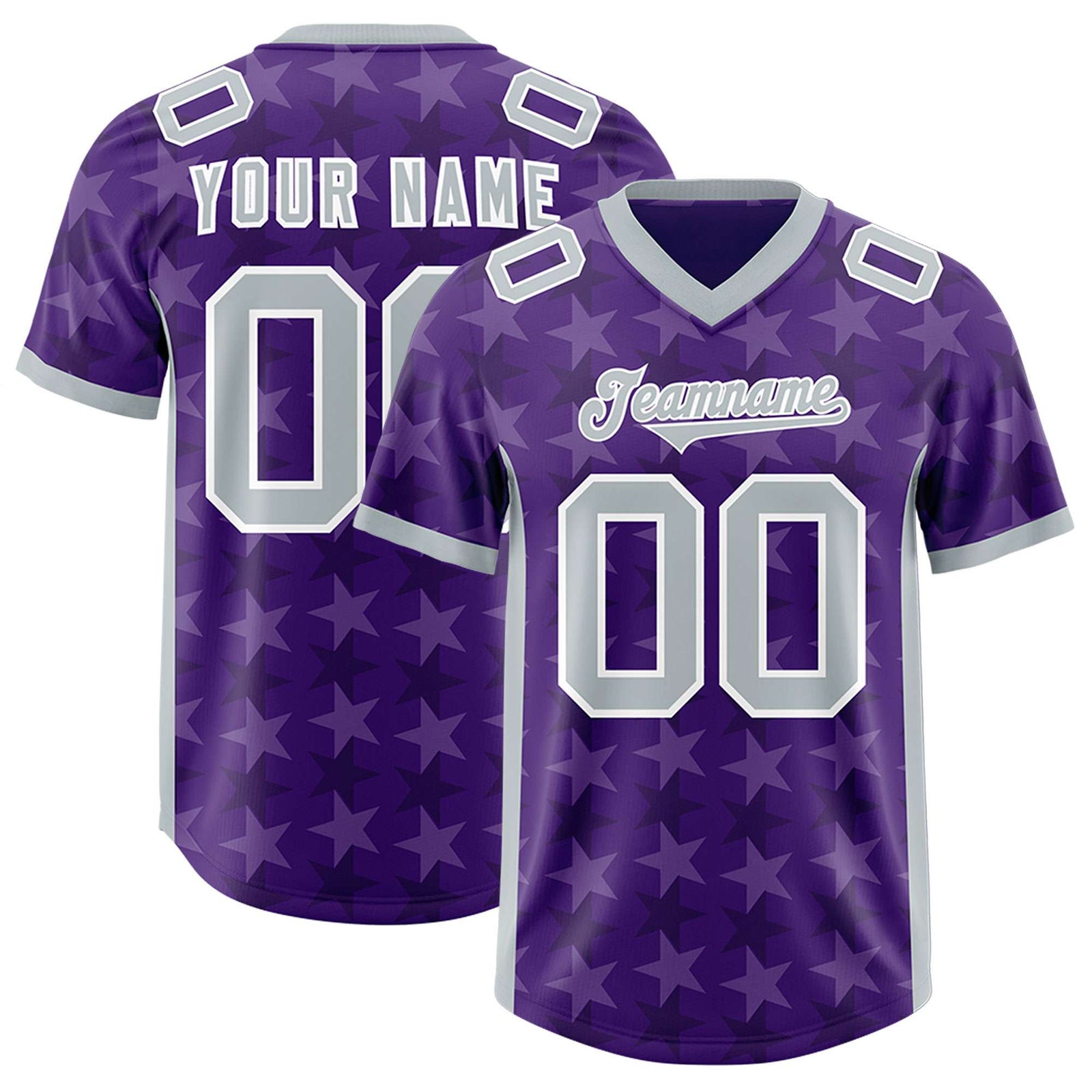 Custom Purple Grey Personalized All Star Graffiti Pattern Authentic Football Jersey