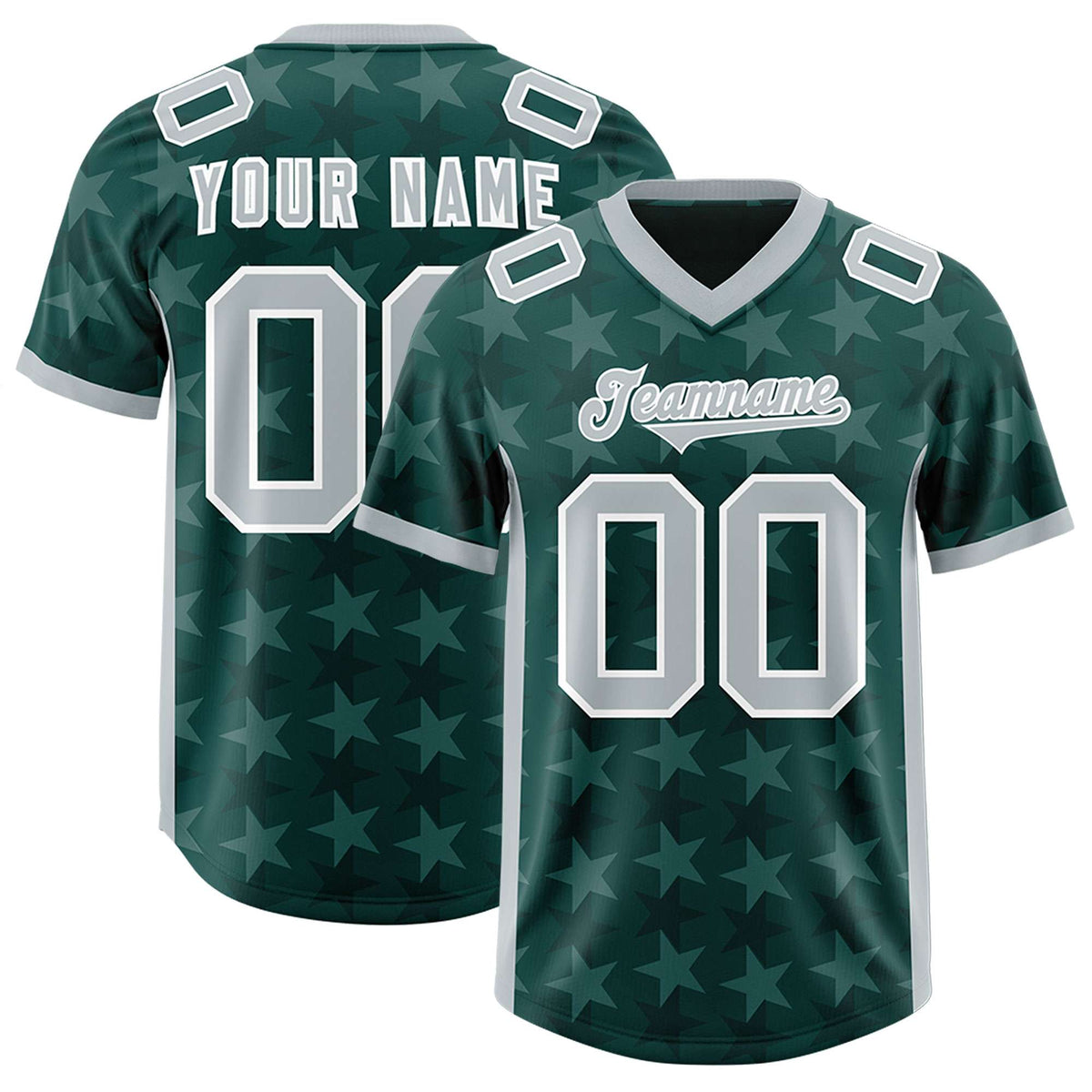 Custom Midnight Green Grey Personalized All Star Graffiti Pattern Authentic Football Jersey
