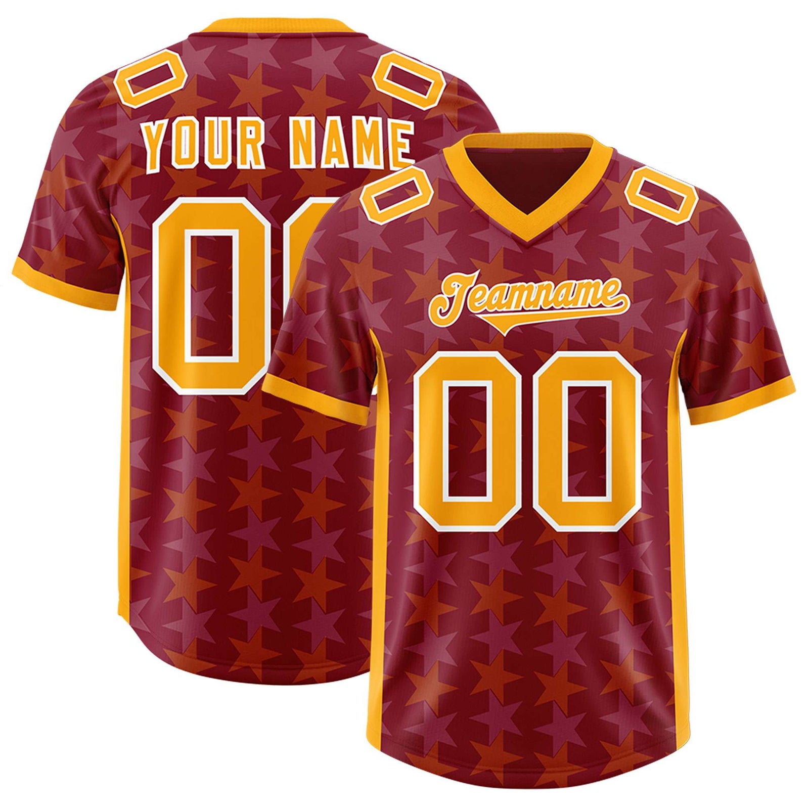 Custom Crimson Yellow Personalized All Star Graffiti Pattern Authentic Football Jersey