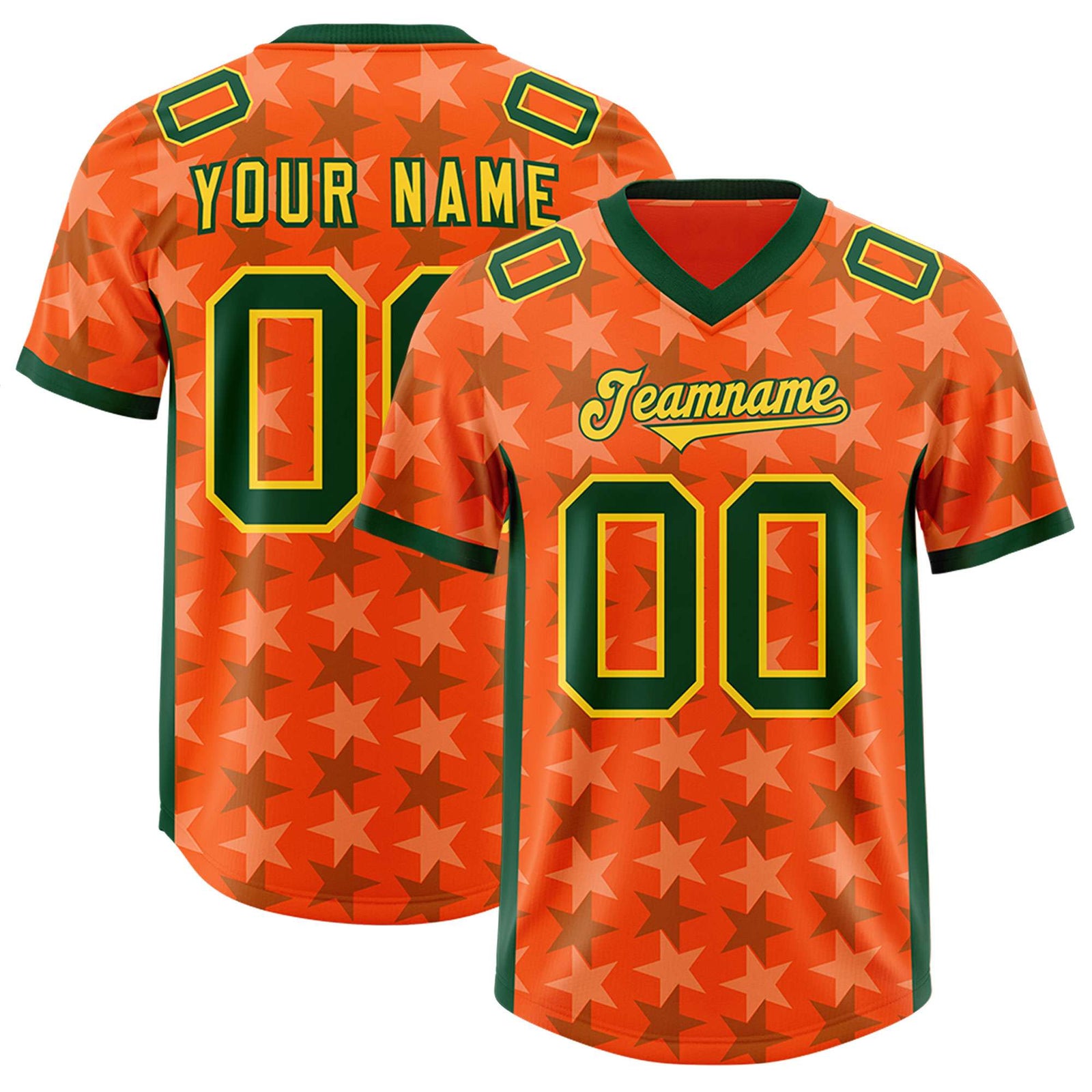 Custom Orange Green Personalized All Star Graffiti Pattern Authentic Football Jersey