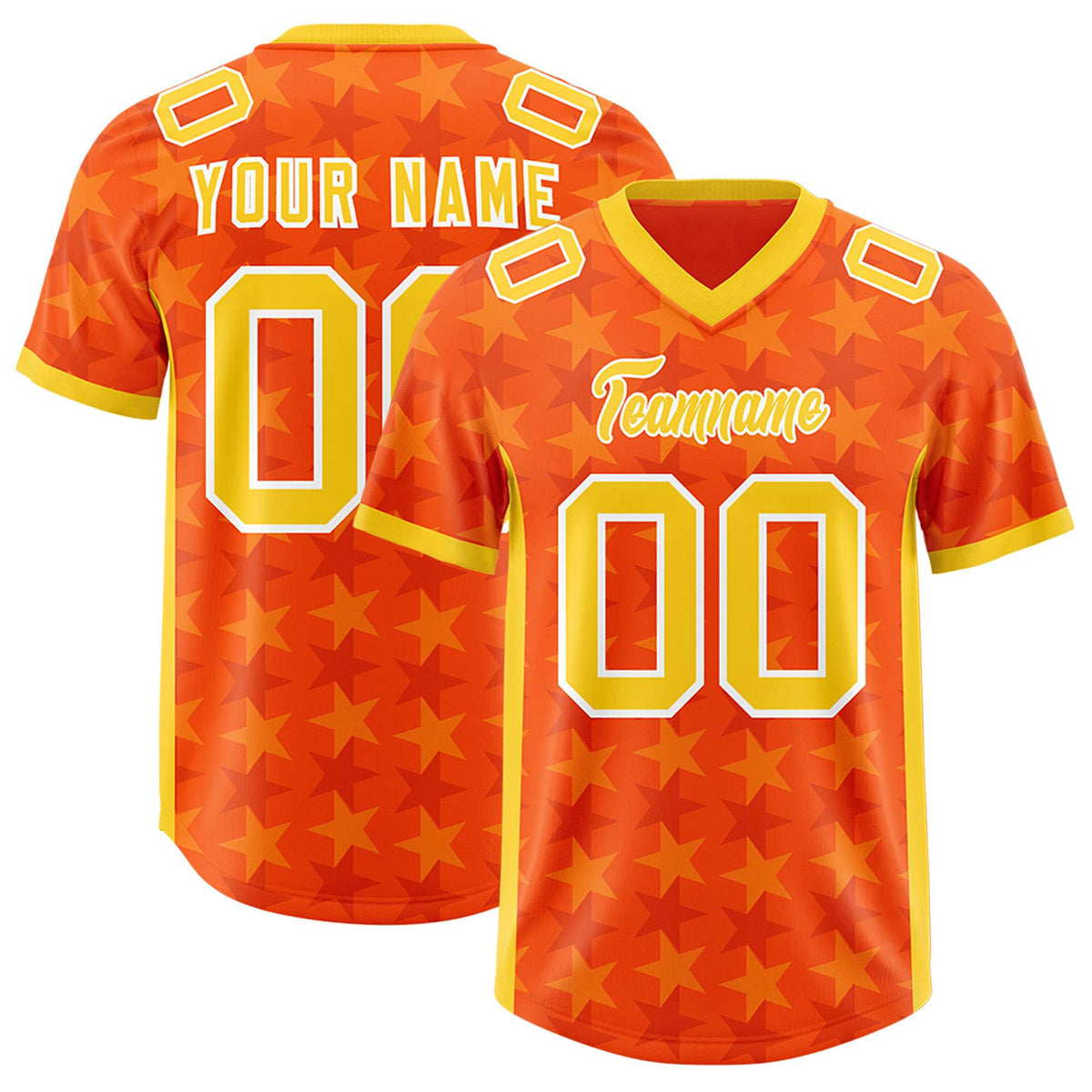 Custom Orange Gold Personalized All Star Graffiti Pattern Authentic Football Jersey