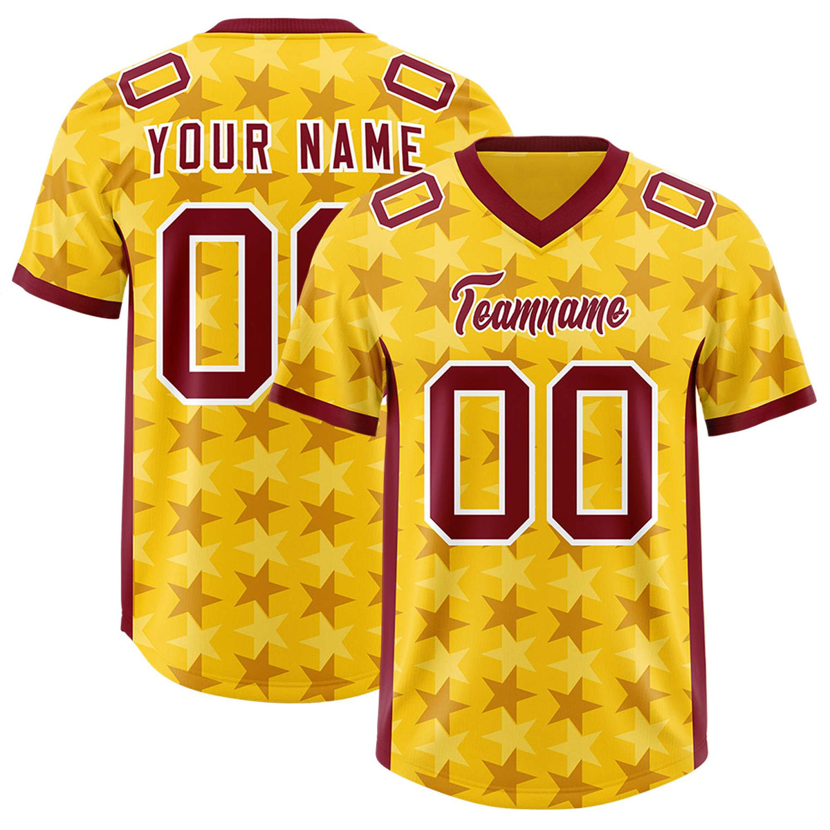 Custom Gold Crimson Personalized All Star Graffiti Pattern Authentic Football Jersey