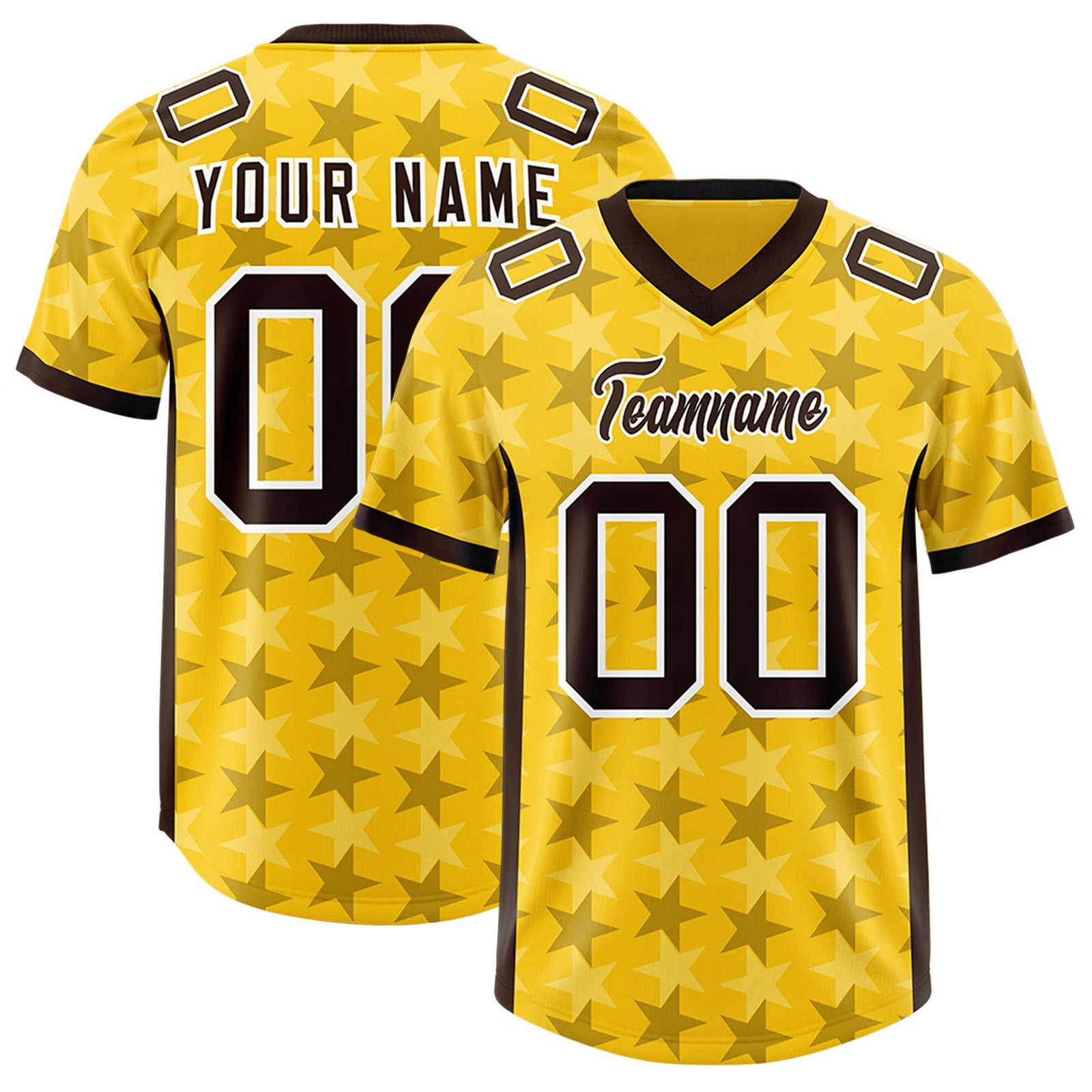 Custom Gold Black Personalized All Star Graffiti Pattern Authentic Football Jersey