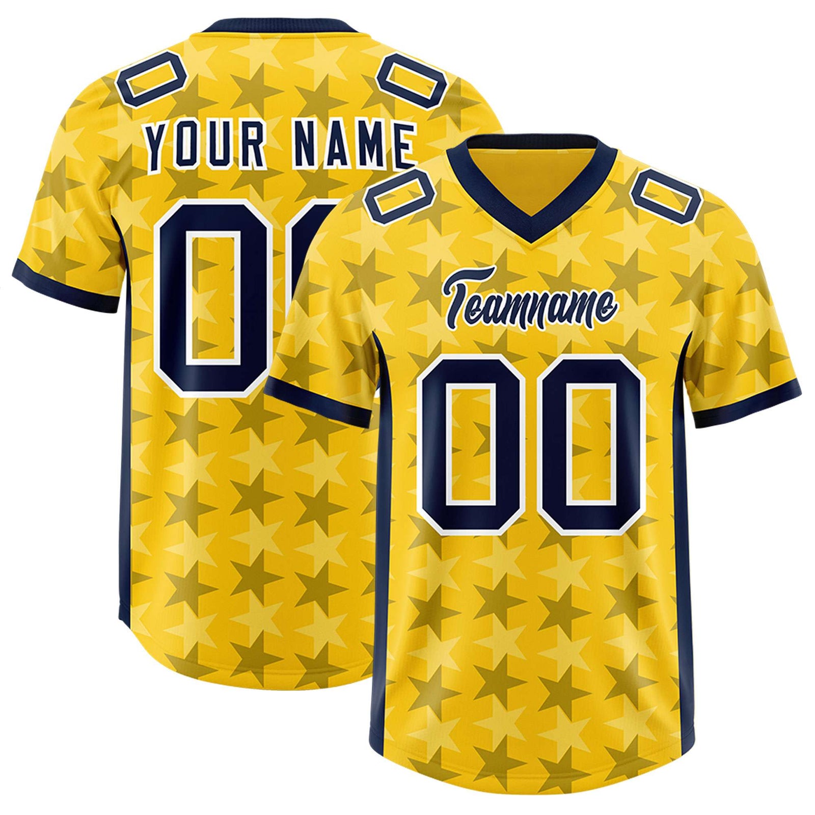 Custom Gold Navy Personalized All Star Graffiti Pattern Authentic Football Jersey