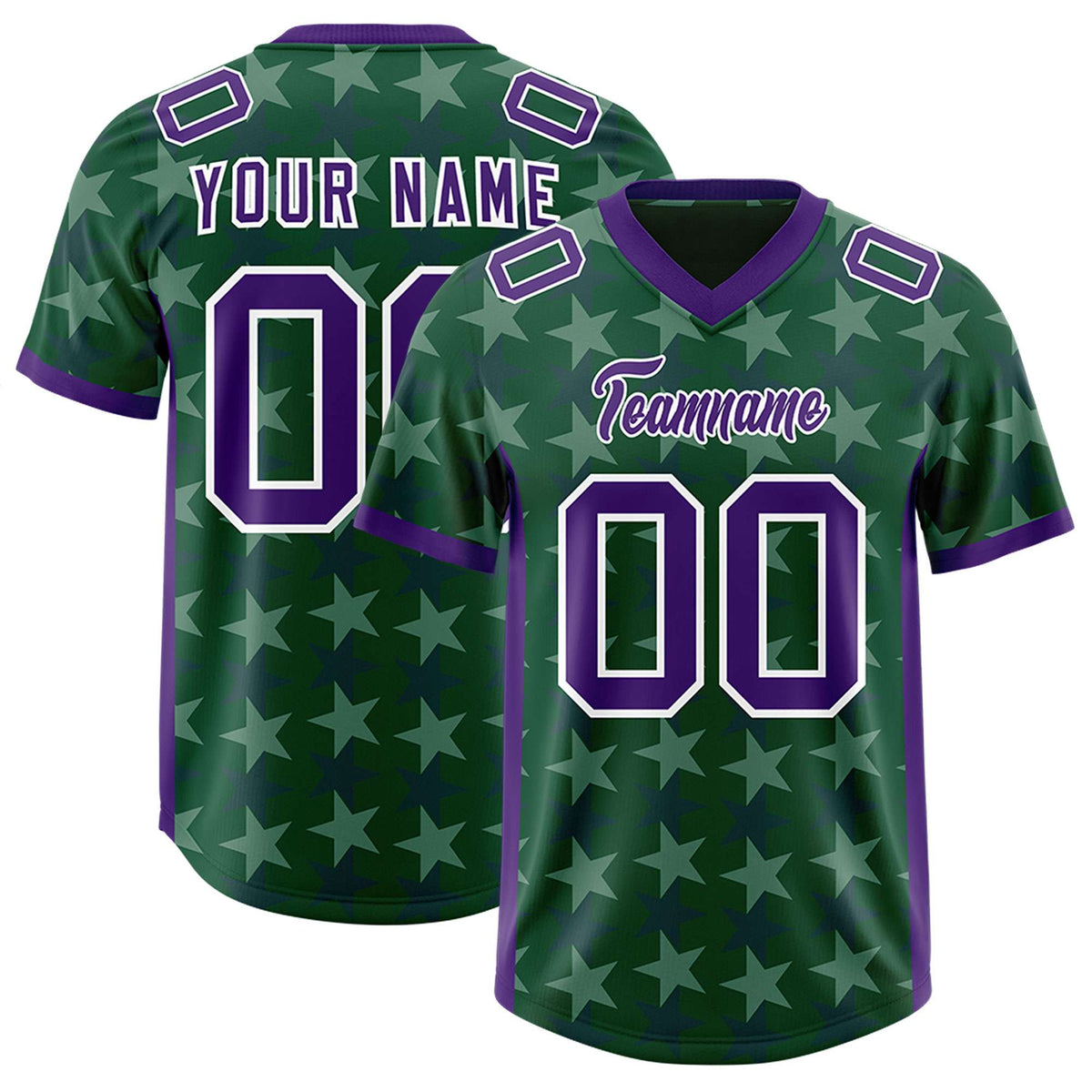 Custom Green Purple Personalized All Star Graffiti Pattern Authentic Football Jersey