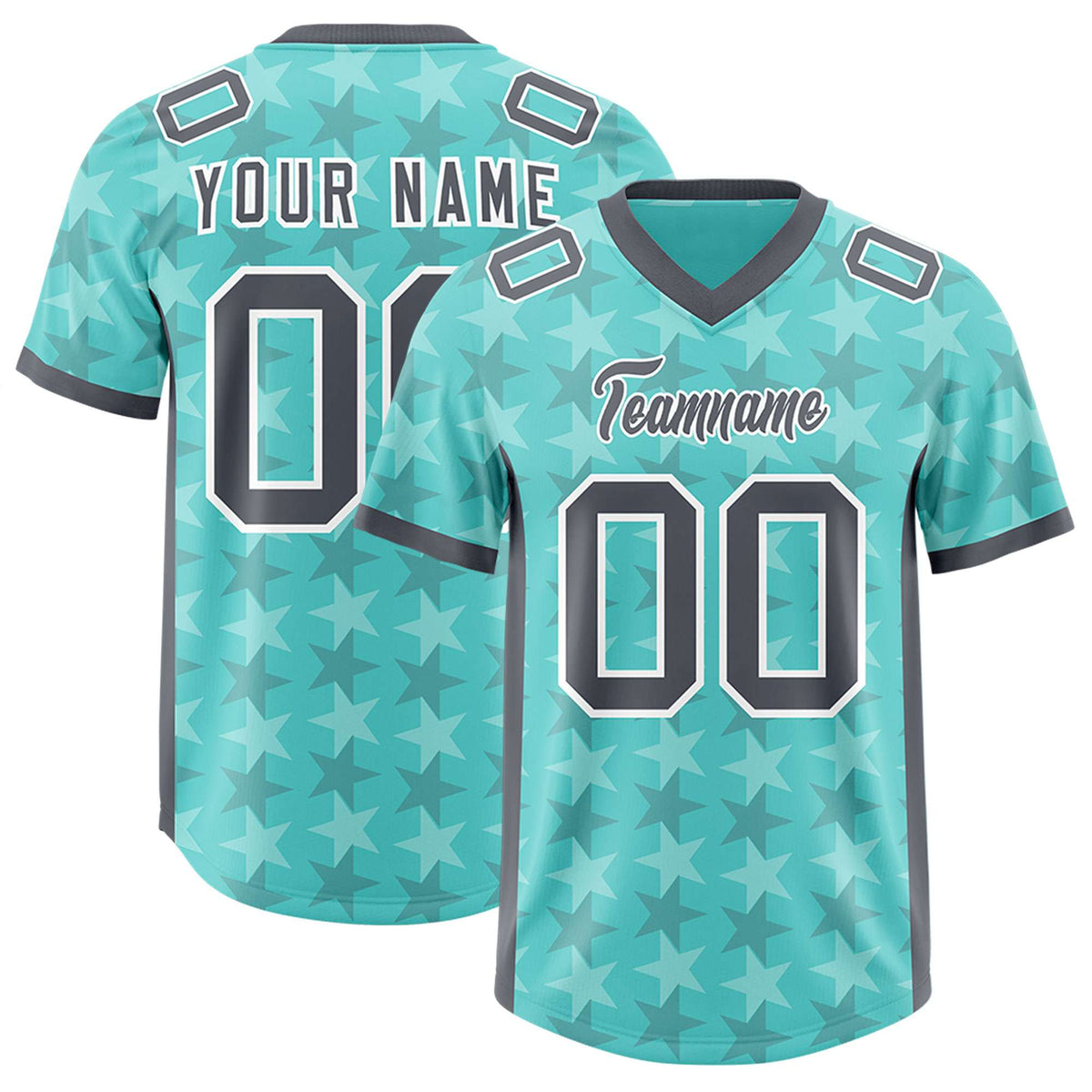 Custom Bright Green Dark Gray Personalized All Star Graffiti Pattern Authentic Football Jersey