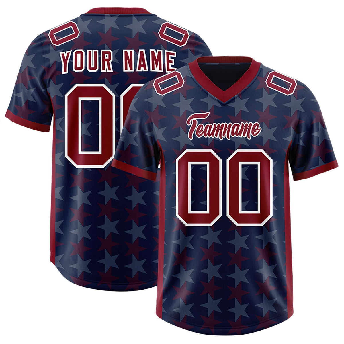 Custom Navy Crimson Personalized All Star Graffiti Pattern Authentic Football Jersey