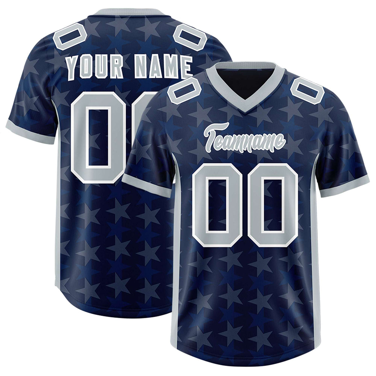 Custom Navy Grey Personalized All Star Graffiti Pattern Authentic Football Jersey