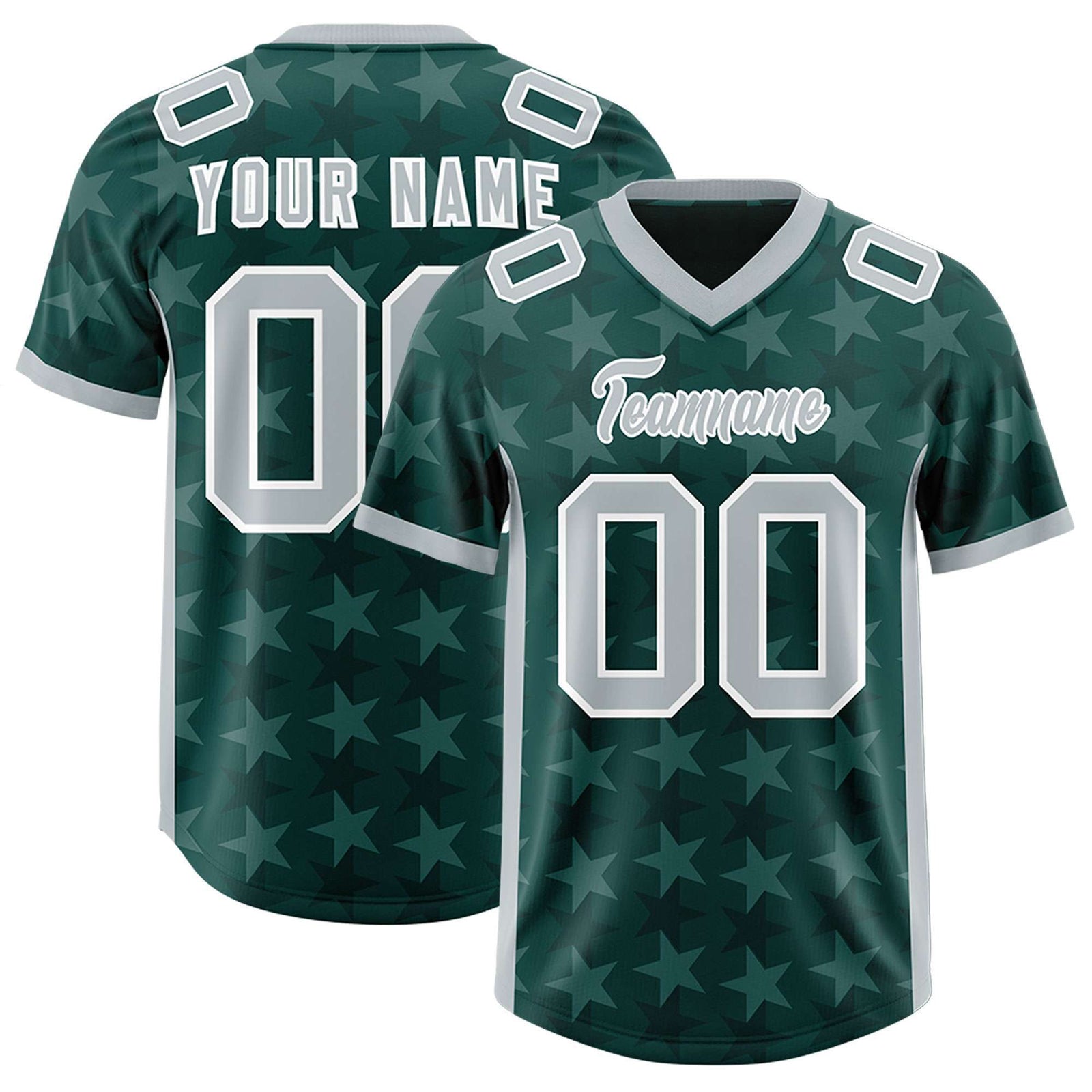 Custom Midnight Green Grey Personalized All Star Graffiti Pattern Authentic Football Jersey