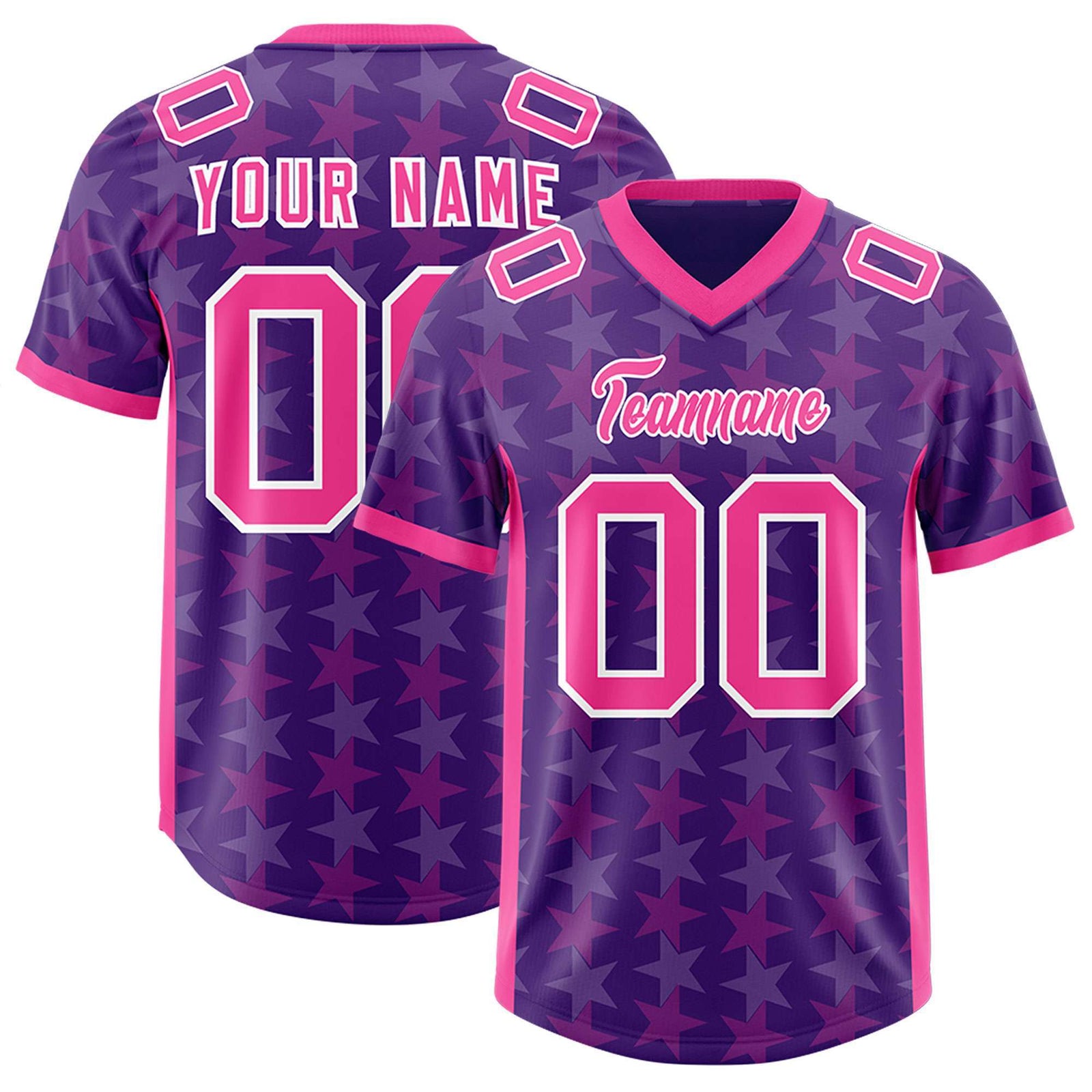 Custom Purple Pink Personalized All Star Graffiti Pattern Authentic Football Jersey
