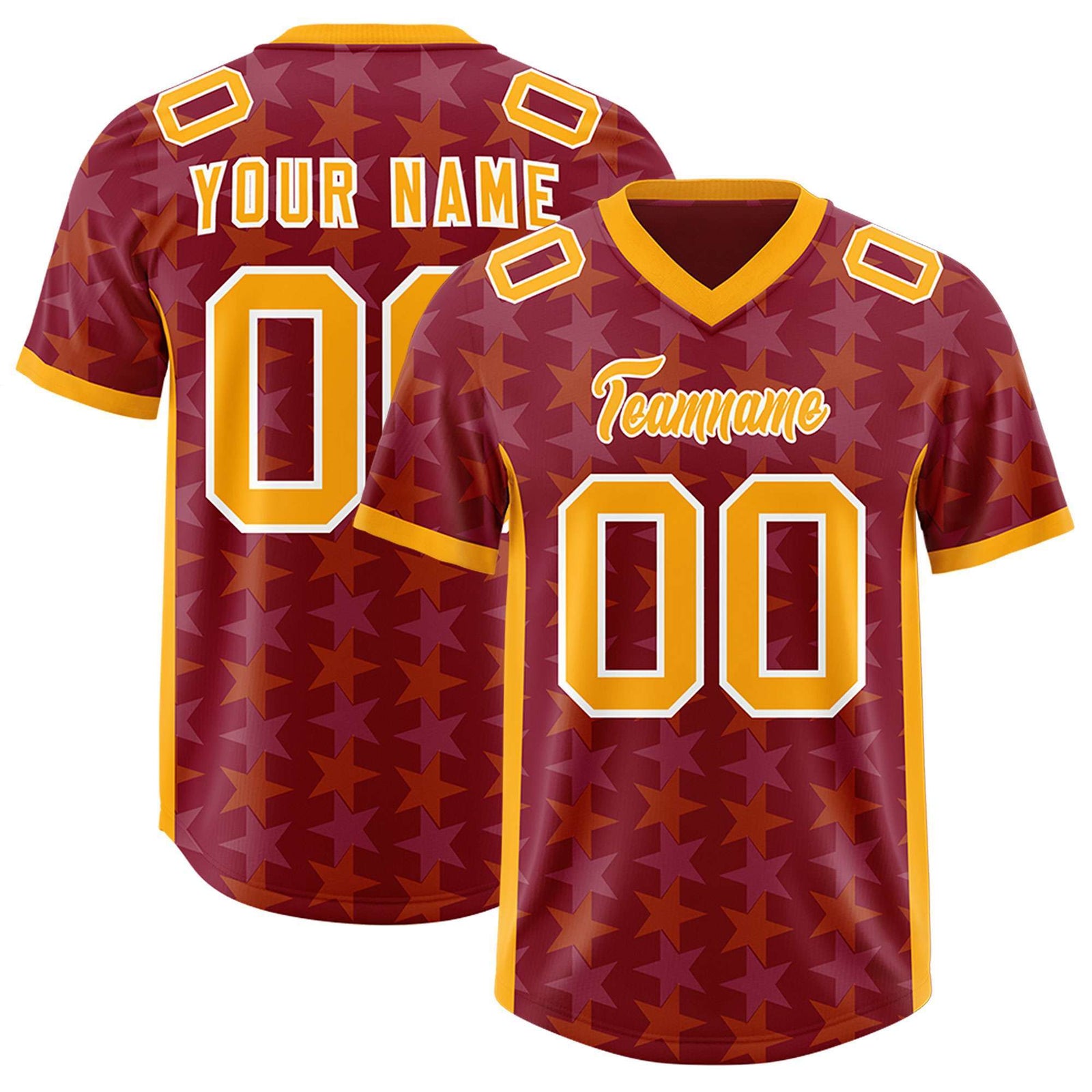 Custom Crimson Yellow Personalized All Star Graffiti Pattern Authentic Football Jersey