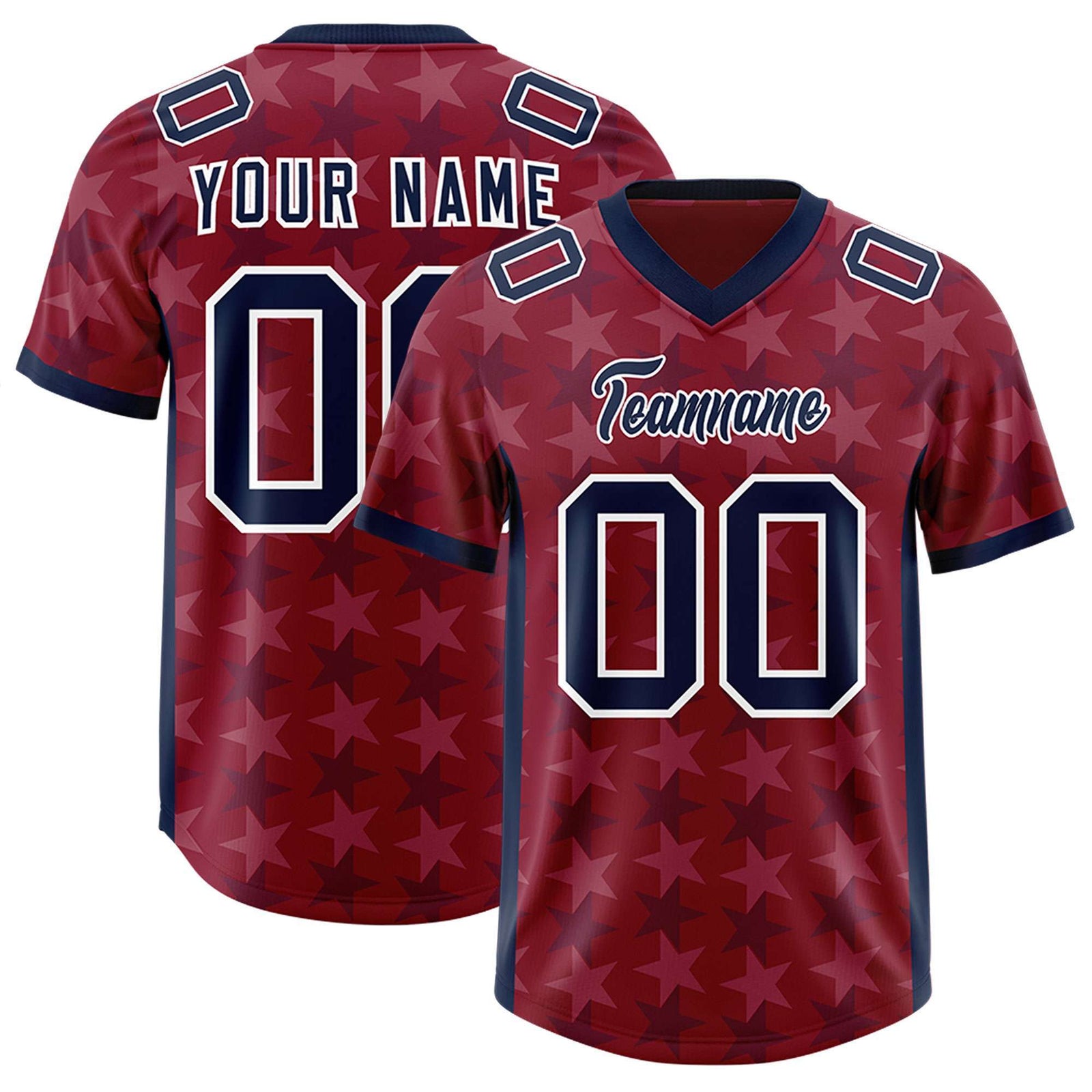 Custom Crimson Navy Personalized All Star Graffiti Pattern Authentic Football Jersey