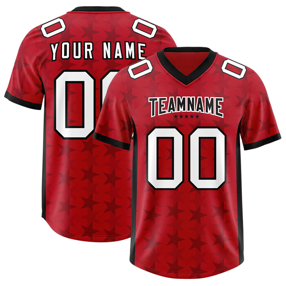 Custom Red Black Personalized All Star Graffiti Pattern Authentic Football Jersey