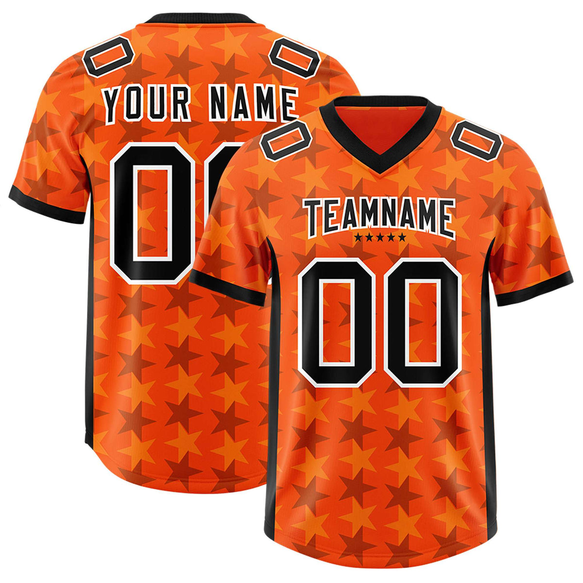 Custom Orange Black Personalized All Star Graffiti Pattern Authentic Football Jersey